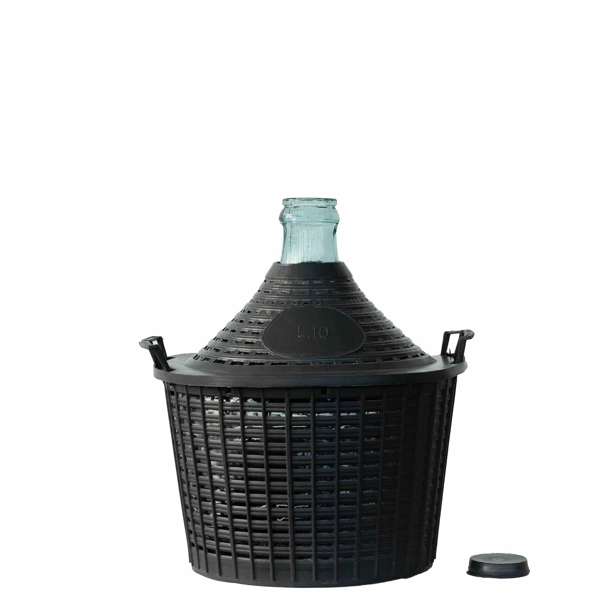 10 l balona pudele ar šauru kaklu, stikls, atvere: uzliktā vāciņa tips