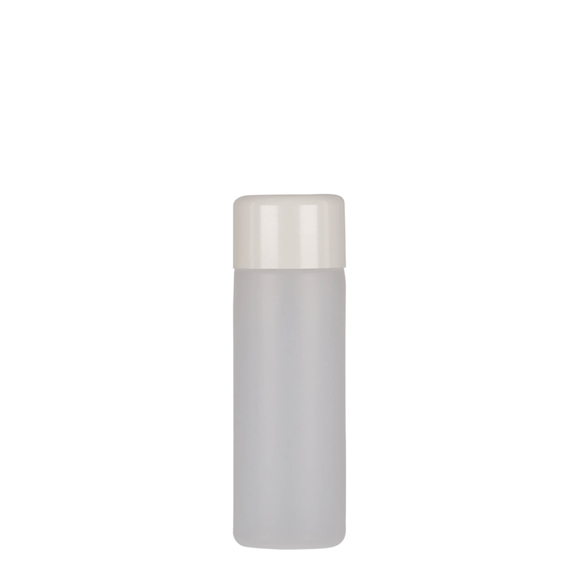 50 ml apaļa pudele, PE plastmasa, dabīga, atvere: skrūvējams vāciņš