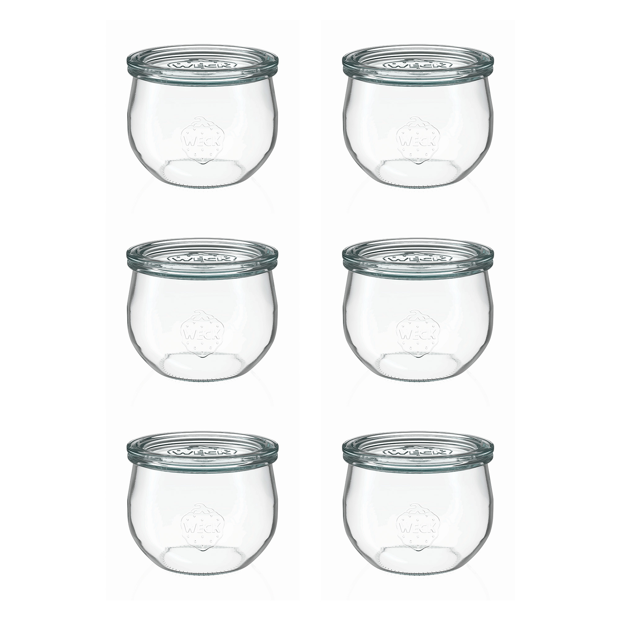 6x 580 ml WECK tulpes formas burka ar stikla vāciņu RR 100
