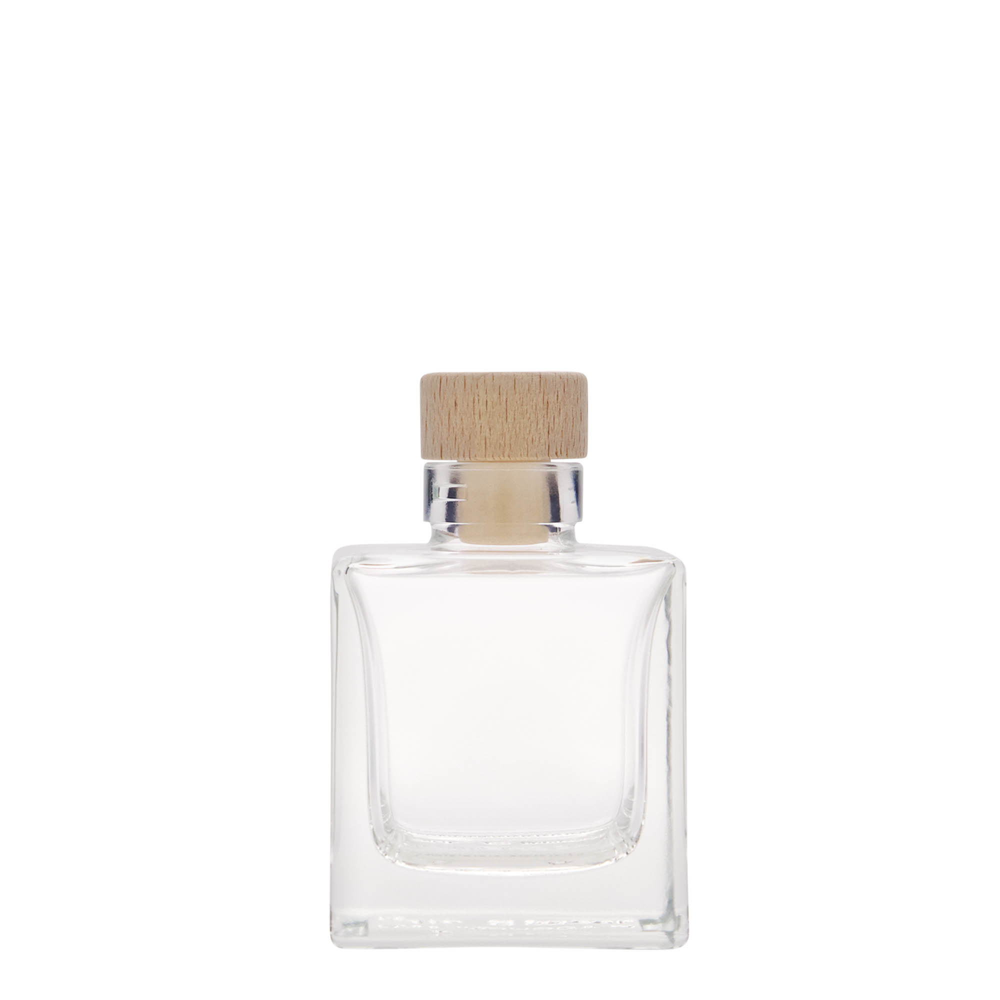 100 ml stikla pudele 'Cube', kvadrātveida, atvere: korķis