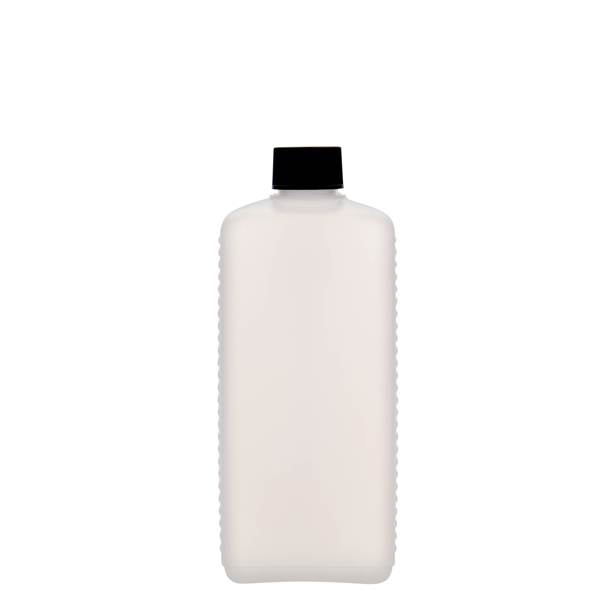 500 ml kanna pudele, taisnstūrveida, HDPE plastmasa, dabīga, atvere: DIN 25 EPE