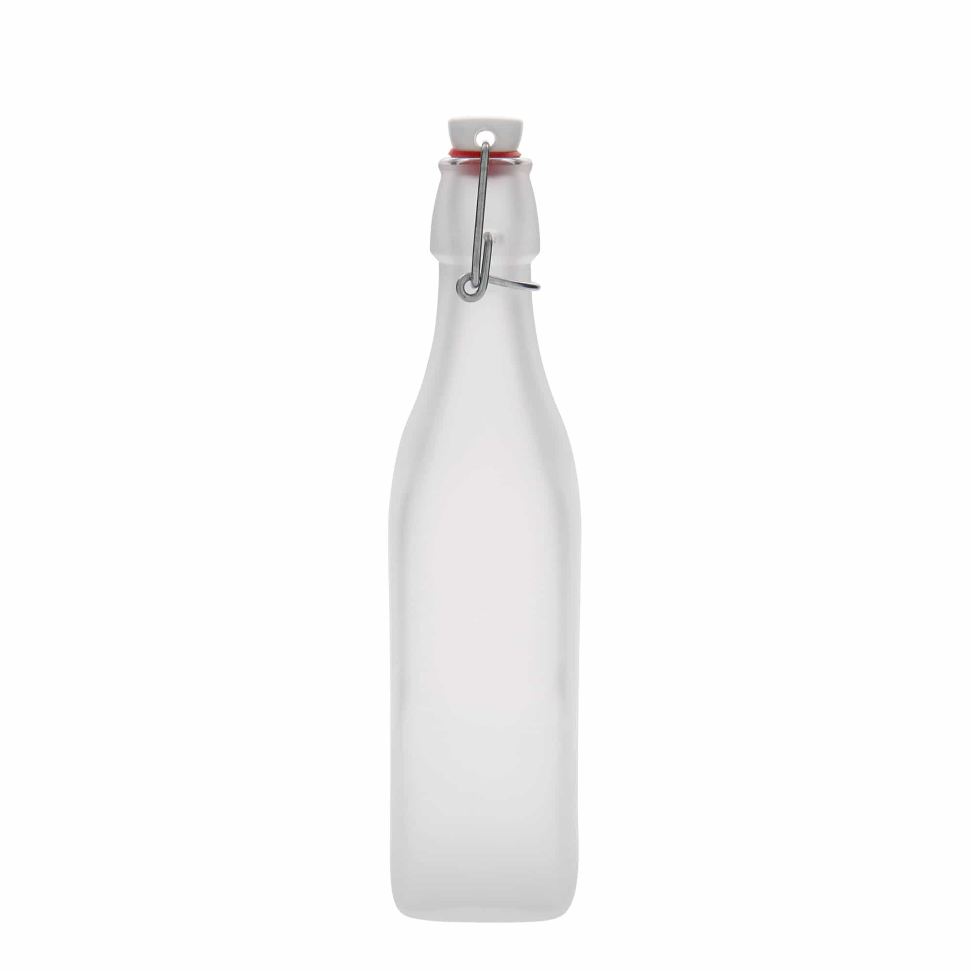 500 ml stikla pudele 'Swing, kvadrātveida, balta, atvere: aizbīdņa aizdare'