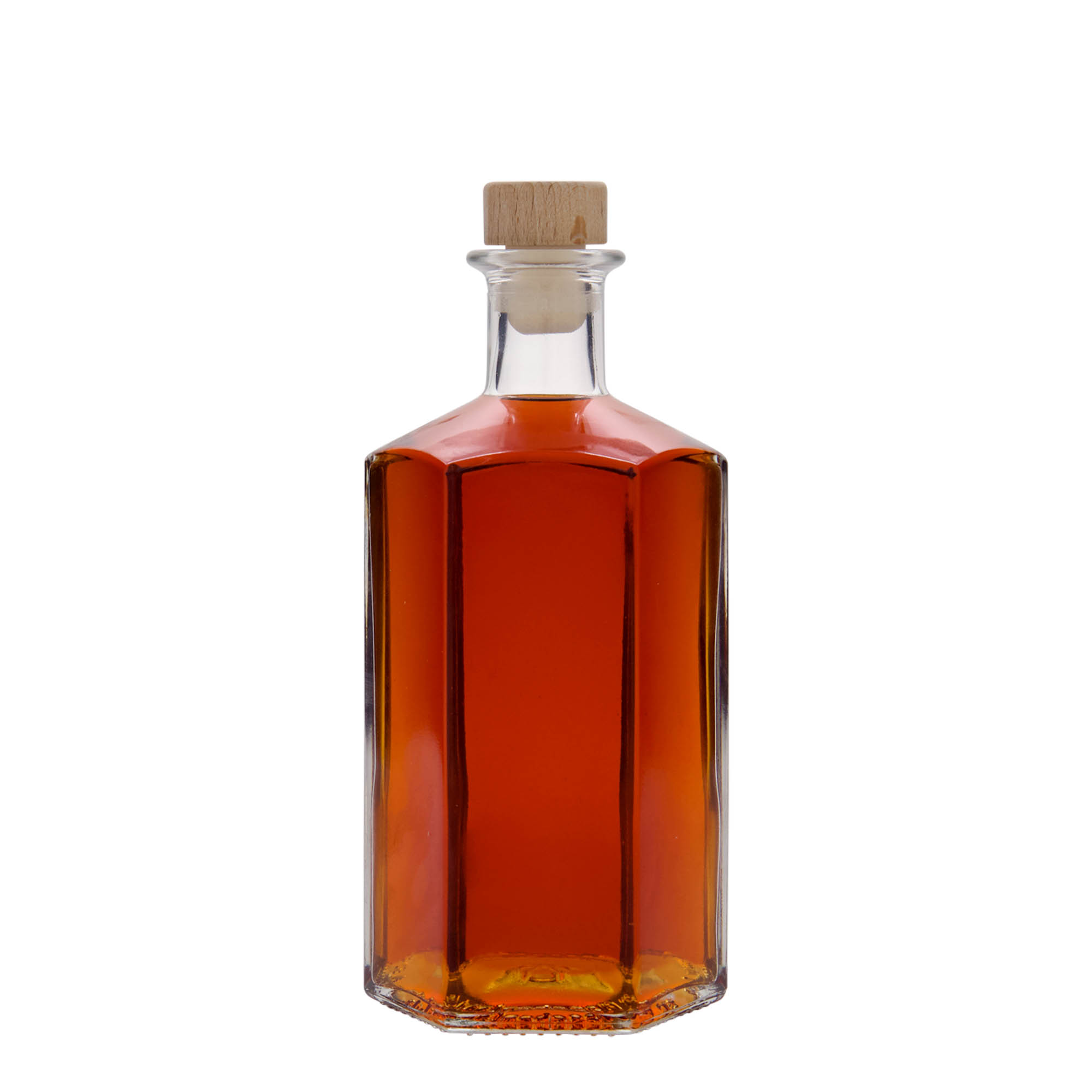 500 ml stikla pudele aptiekāram 'Jimmy', sešstūraina, atvere: korķis