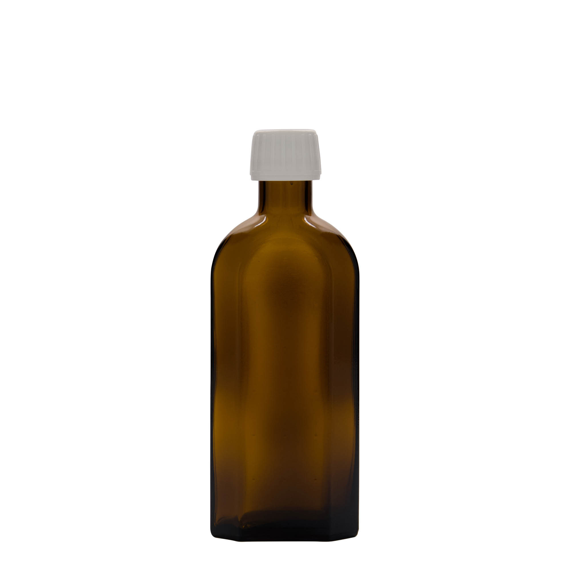 250 ml medicīnas pudelīte Meplat, ovāla, stikls, brūna, atvere: PP 28