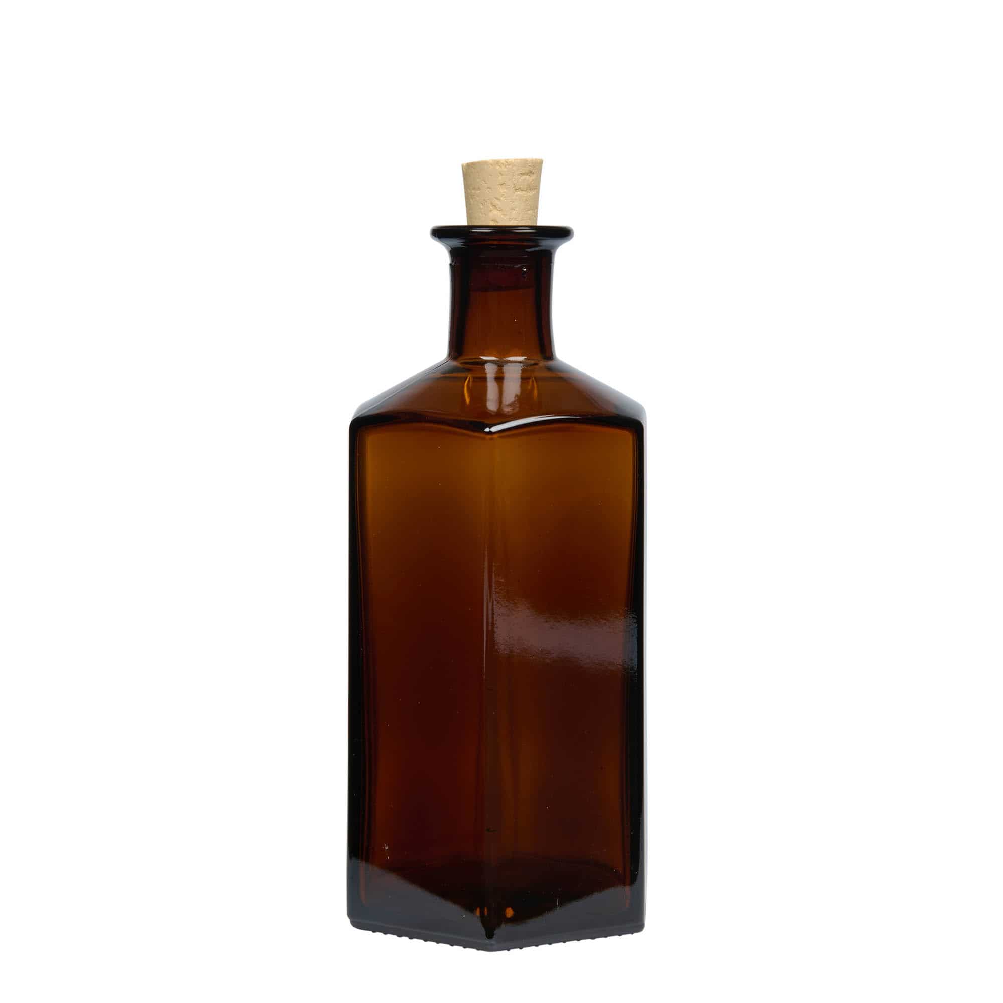 500 ml stikla pudele Apothecary 'Jimmy'. sešstūra formas. brūna. Augstums: korķis