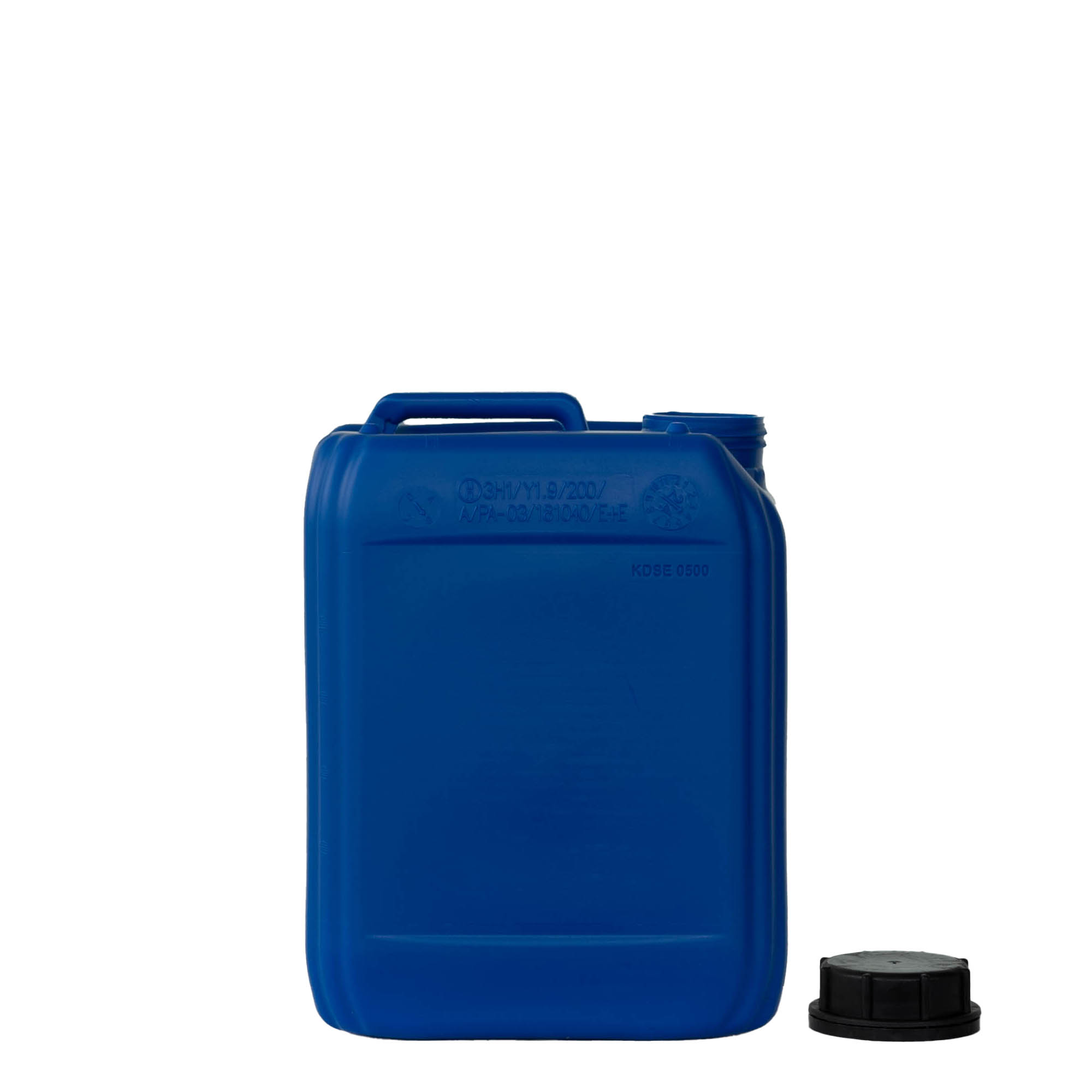 5 l kanniņa, taisnstūrveida, HDPE plastmasa, zila, atvere: ND 55