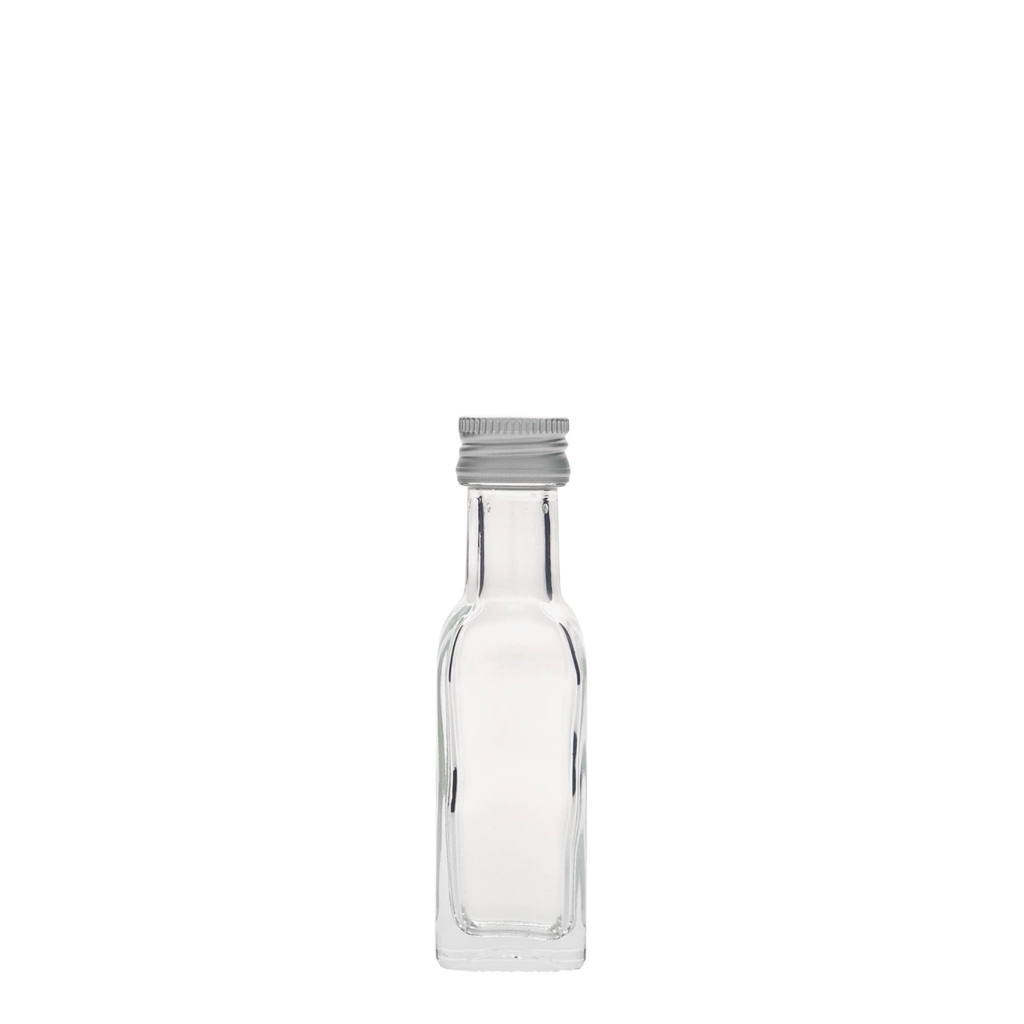 20 ml stikla pudele 'Marasca', kvadrātveida, atvere: PP 18 20 ml stikla pudele 'Marasca', kvadrātveida, atvere: PP 18
