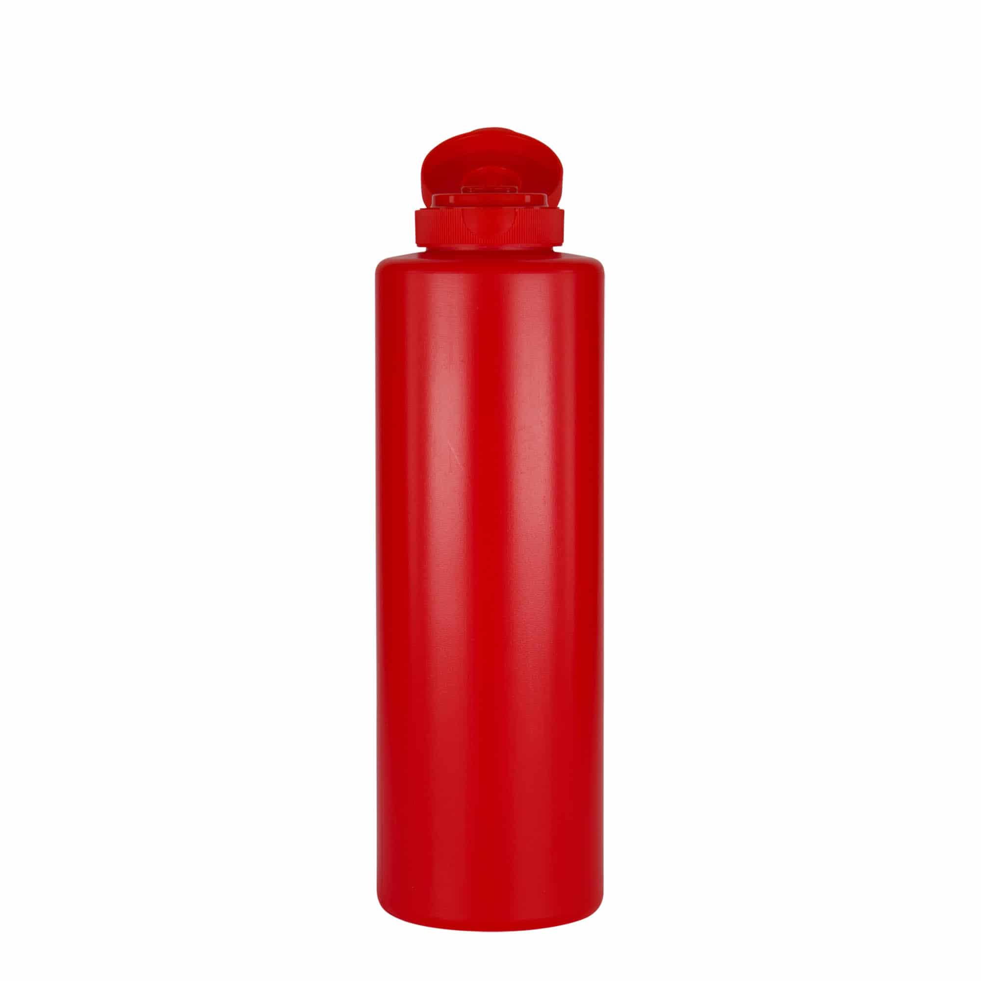 500 ml mērces pudele, LDPE plastmasas, sarkana, aizdare: GPI 38/400