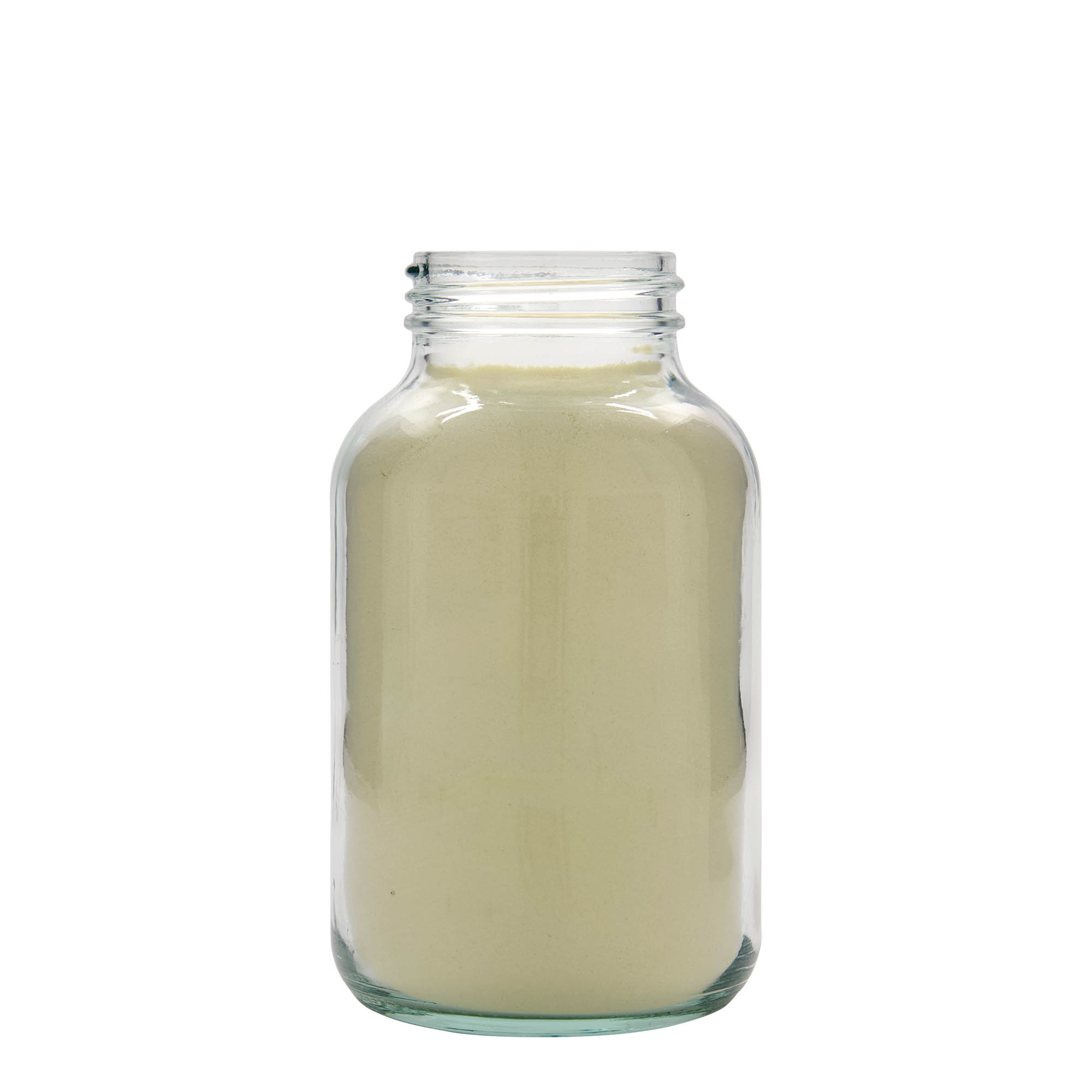 1.000 ml plata kakla stikla burka, atvere: DIN 68 1.000 ml plata kakla stikla burka, atvere: DIN 68