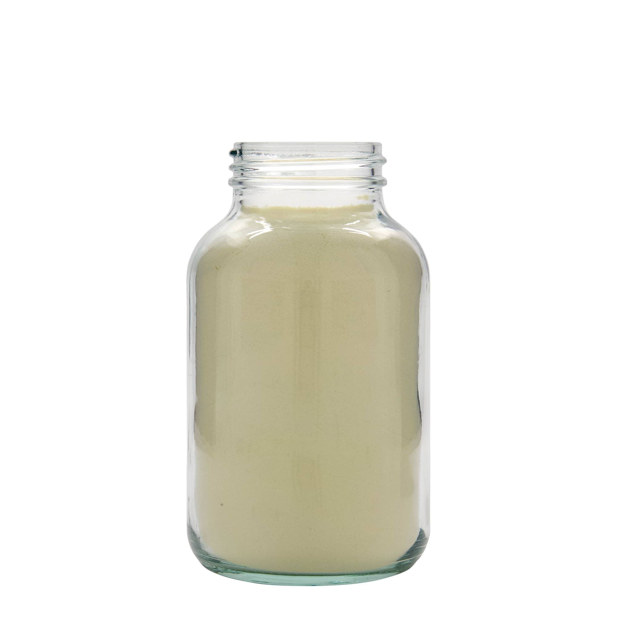 1.000 ml plata kakla stikla burka, atvere: DIN 68 1.000 ml plata kakla stikla burka, atvere: DIN 68