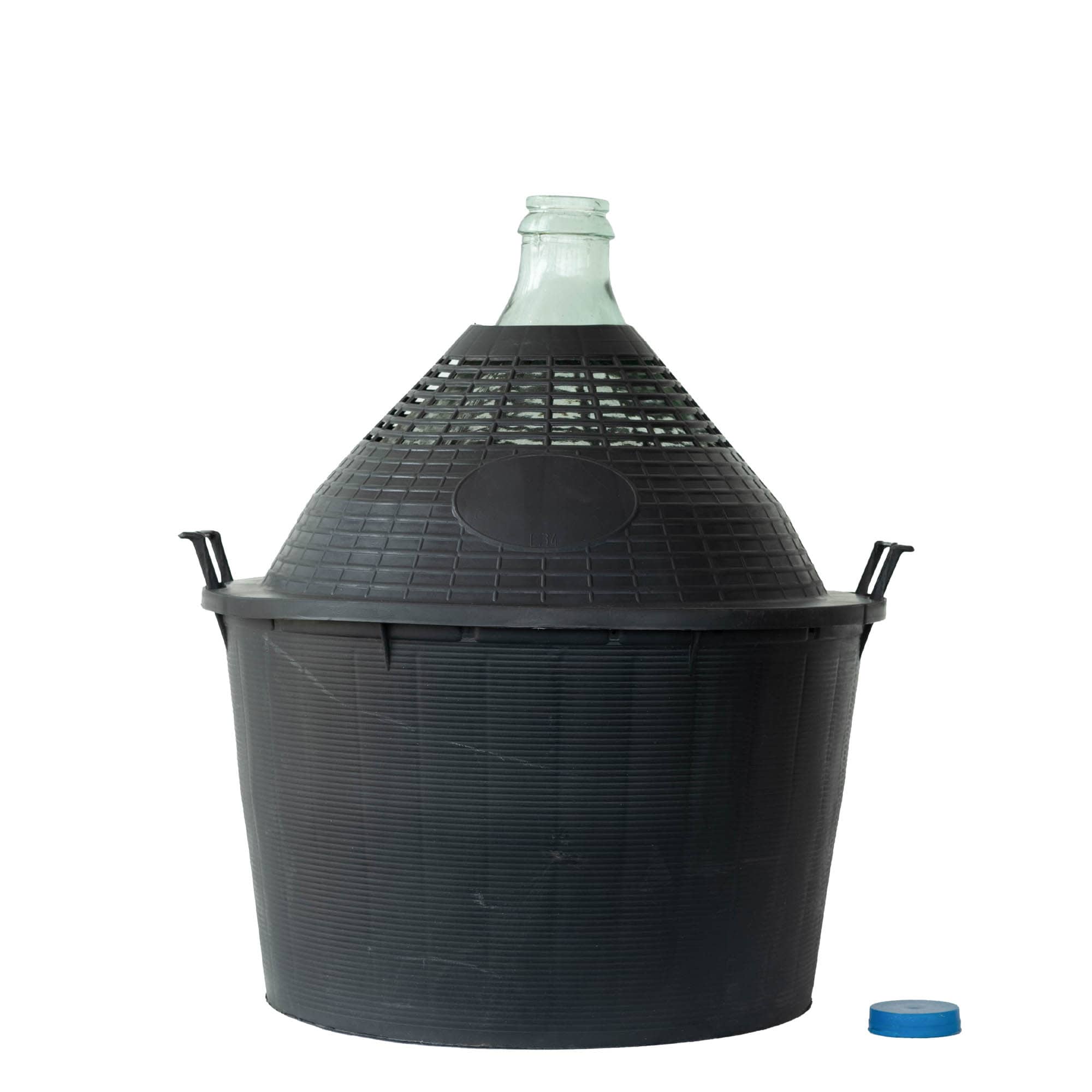 34 l balona pudele ar šauru kaklu, stikls, atvere: uzliktne vāciņš