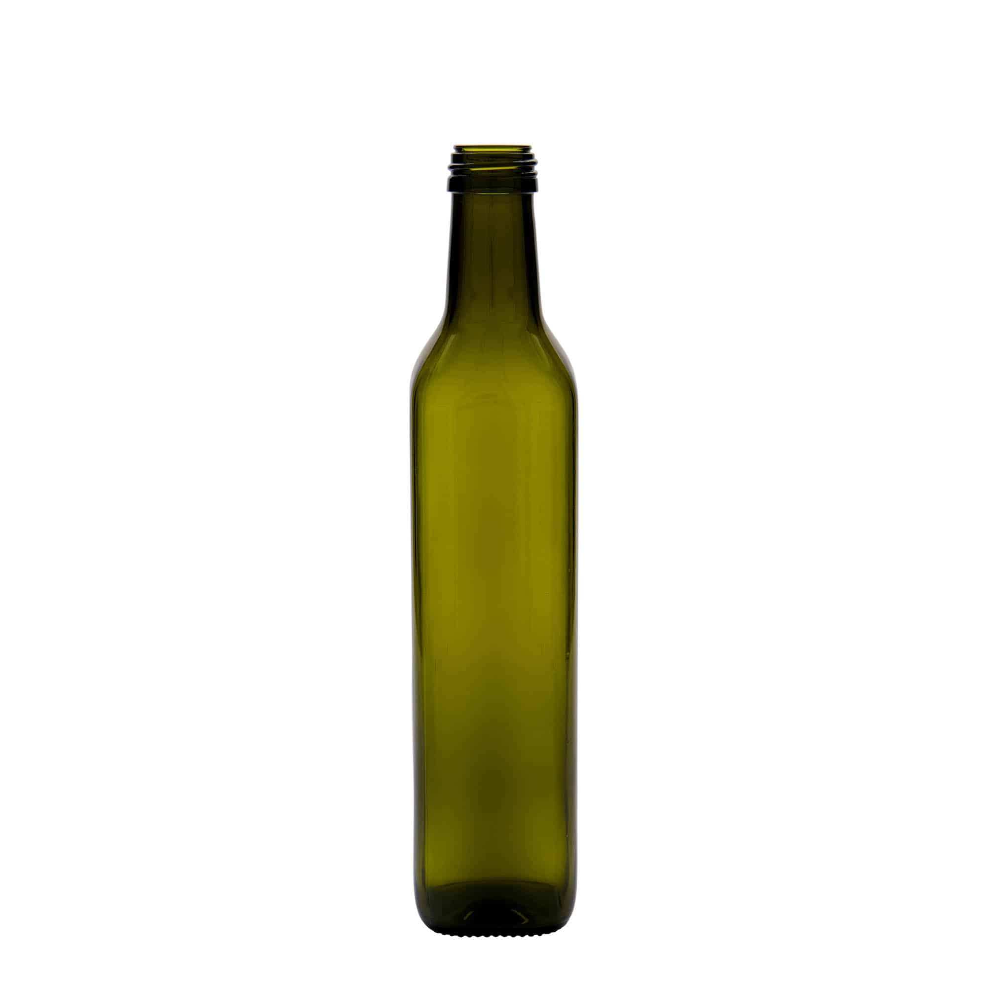 500 ml stikla pudele 'Marasca', kvadrātiska, antīki zaļa, aizdare: PP 31,5 500 ml stikla pudele 'Marasca', kvadrātiska, antīki zaļa, aizdare: PP 31,5