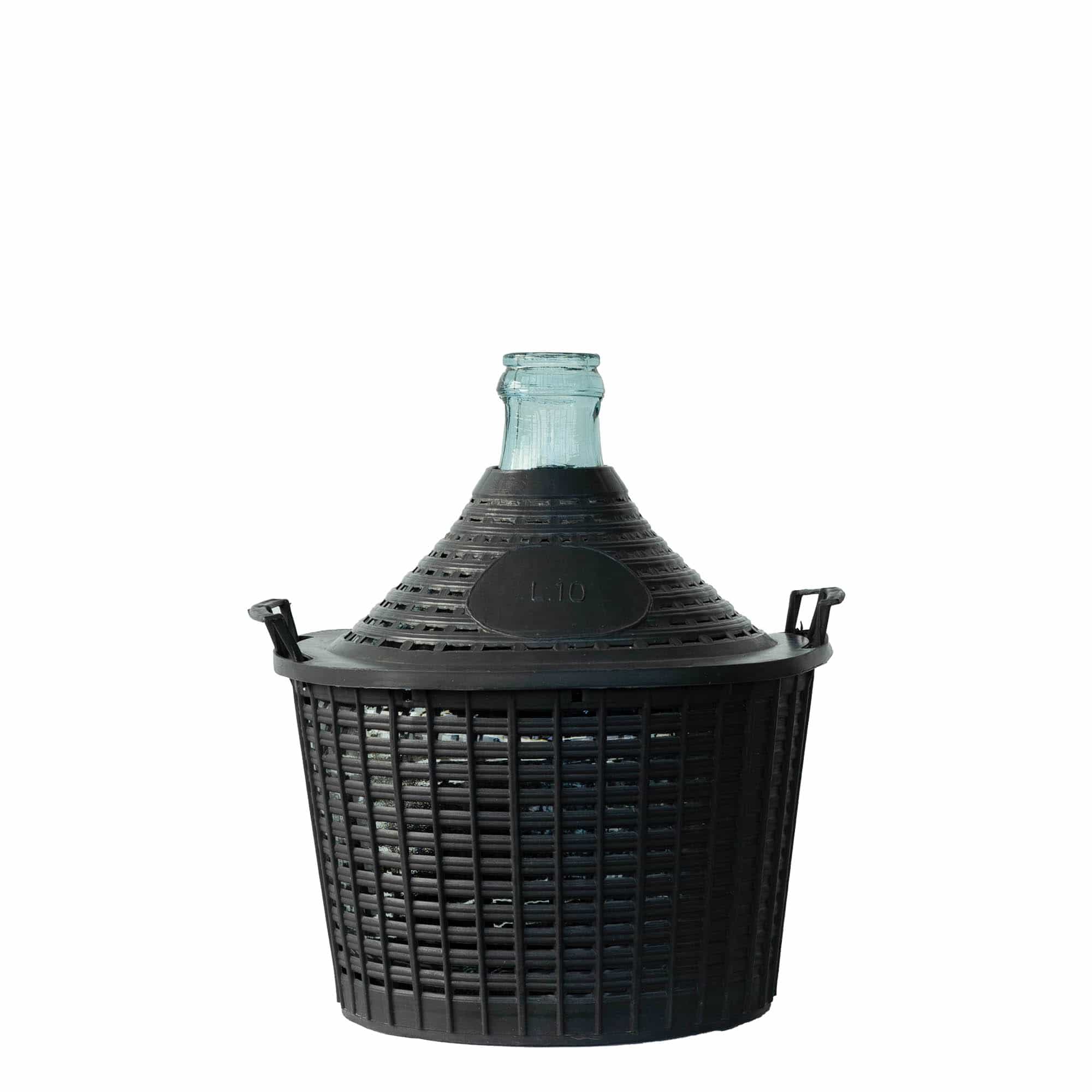 10 l balona pudele ar šauru kaklu, stikls, atvere: uzliktā vāciņa tips