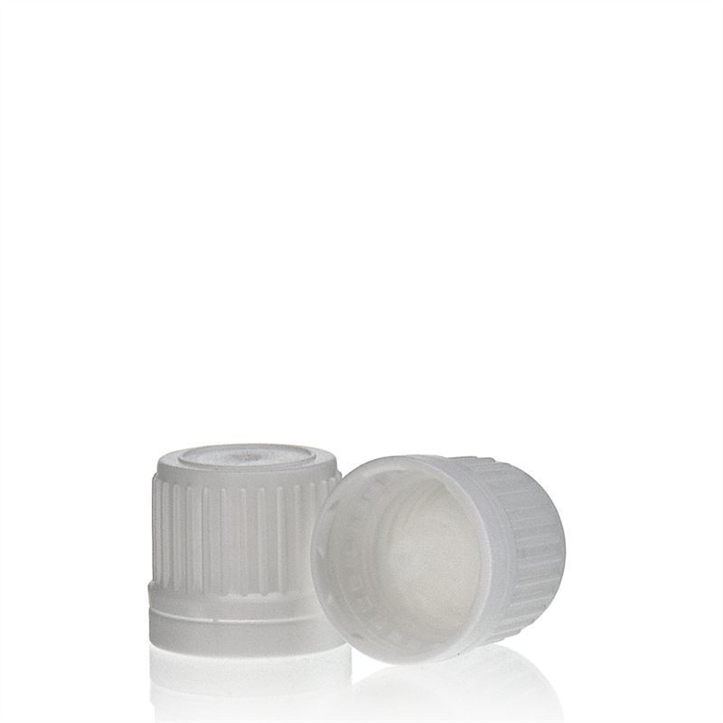 Skrūvējams aizvērējs ar pilinātāja ielikni, PE plastmasa, balts, piemērots atverei: DIN 18 Skrūvējams aizvērējs ar pilinātāja ielikni, PE plastmasa, balts, piemērots atverei: DIN 18