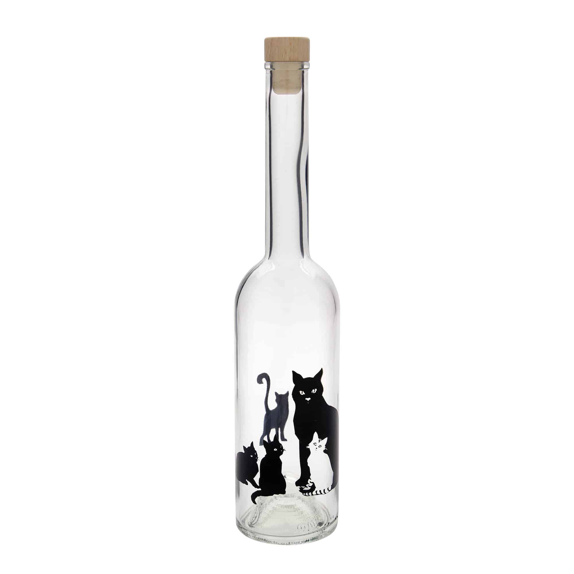 500 ml stikla pudele 'Opera', motīvs: kaķi, atvere: korķis