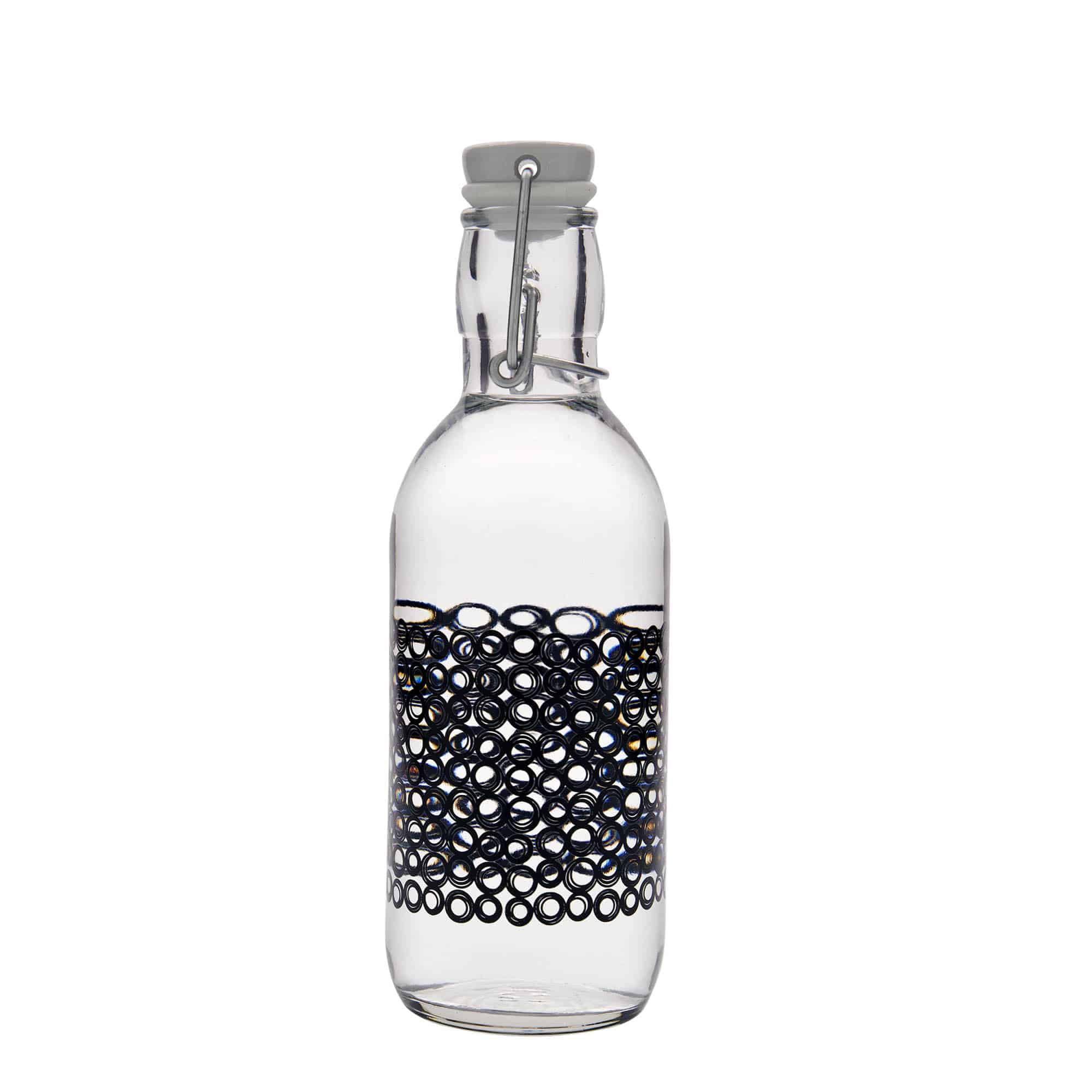 500 ml stikla pudele 'Emilia', motīvs: Circola nero, atvere: aizdares vāciņš