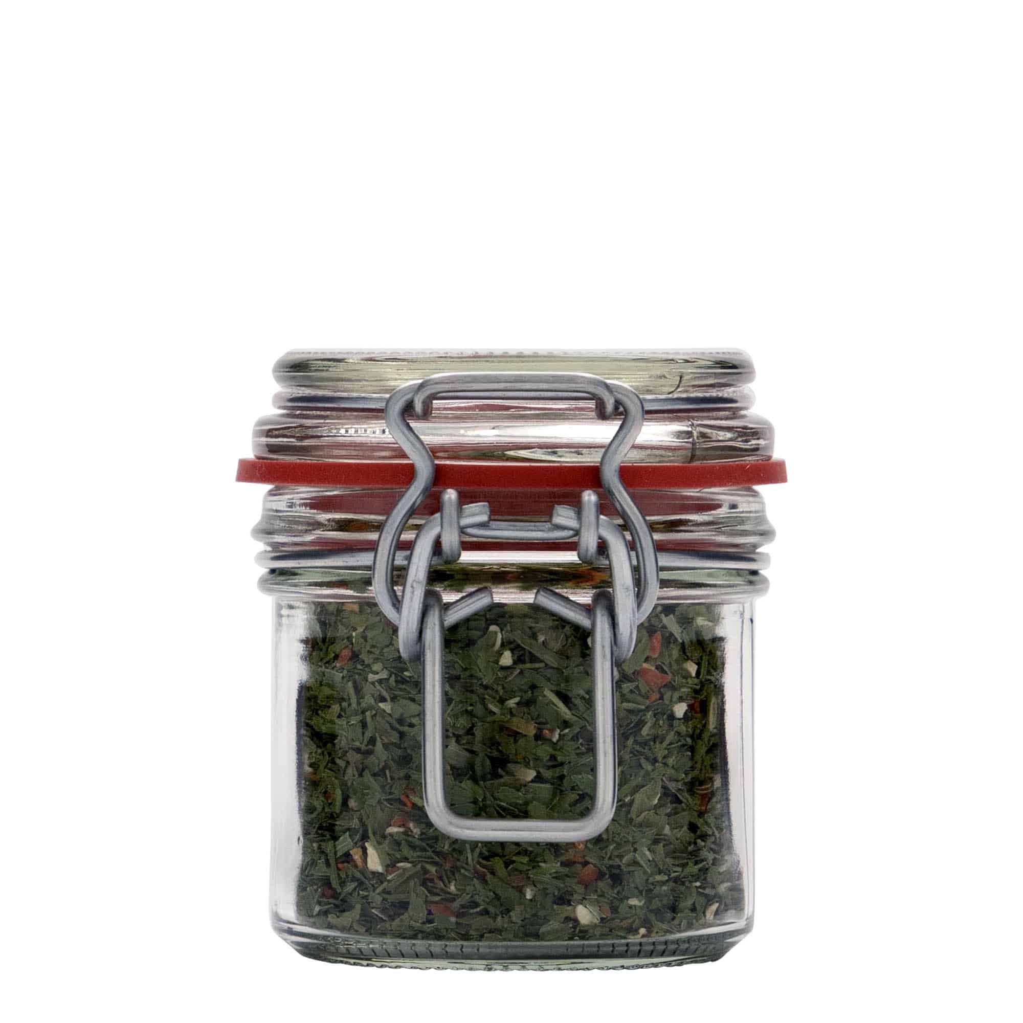 125 ml stikla burka ar metāla aizdari, atvere: metāla aizdare ar stiepli