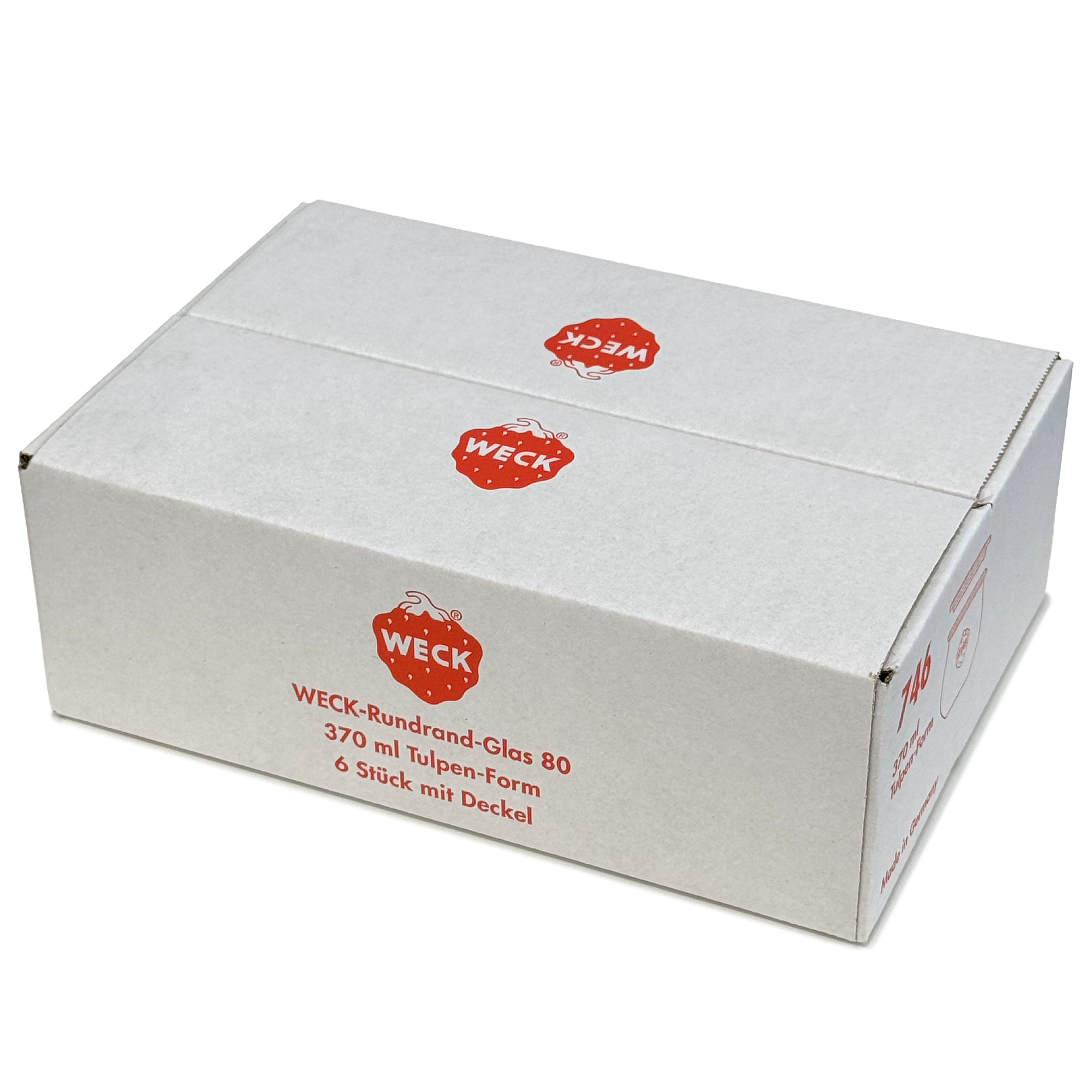 6x 370 ml WECK tulpes formas burka ar stikla vāciņu RR 80