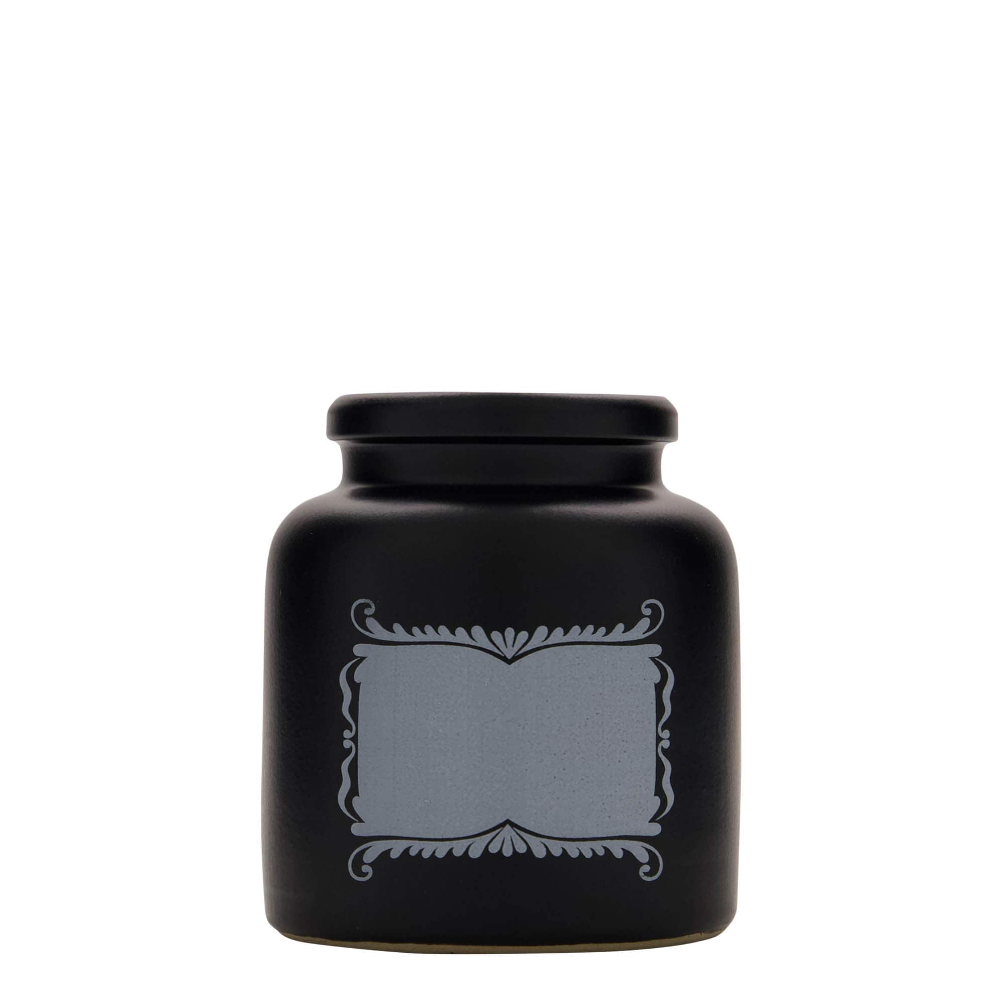 270 ml akmens masas pods, motīvs: etiķešu lauks, keramika, melns, atvere: uzgriežams vāks 270 ml akmens masas pods, motīvs: etiķešu lauks, keramika, melns, atvere: uzgriežams vāks