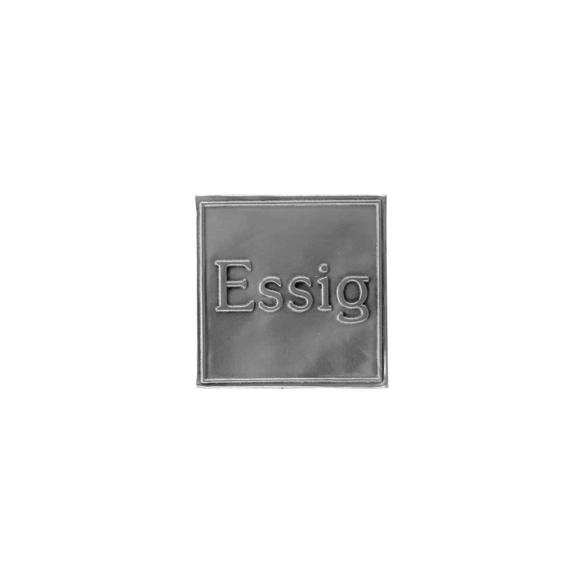 Alvas etiķete 'Etiķis', kvadrātiska, metāla, sudraba Alvas etiķete 'Etiķis', kvadrātiska, metāla, sudraba