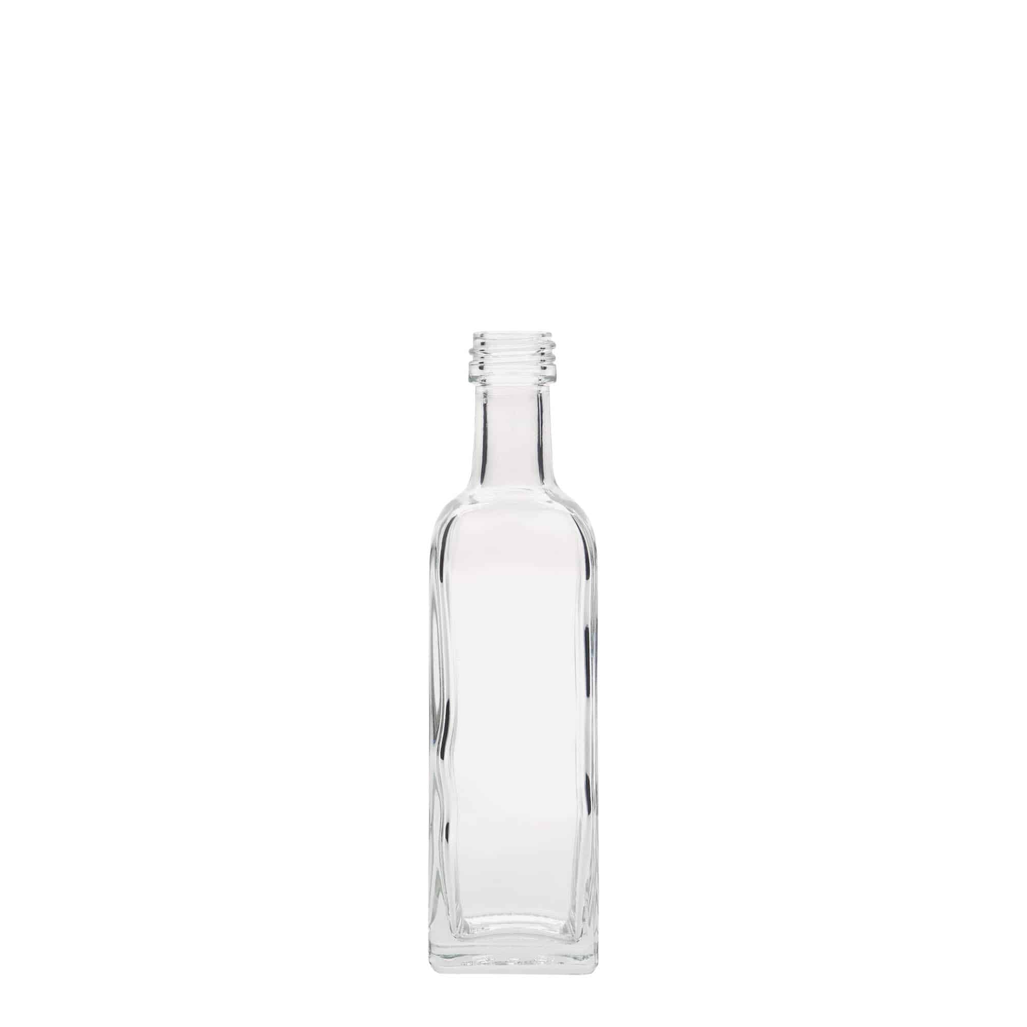 60 ml stikla pudele 'Marasca', kvadrātveida, atvere: PP 18