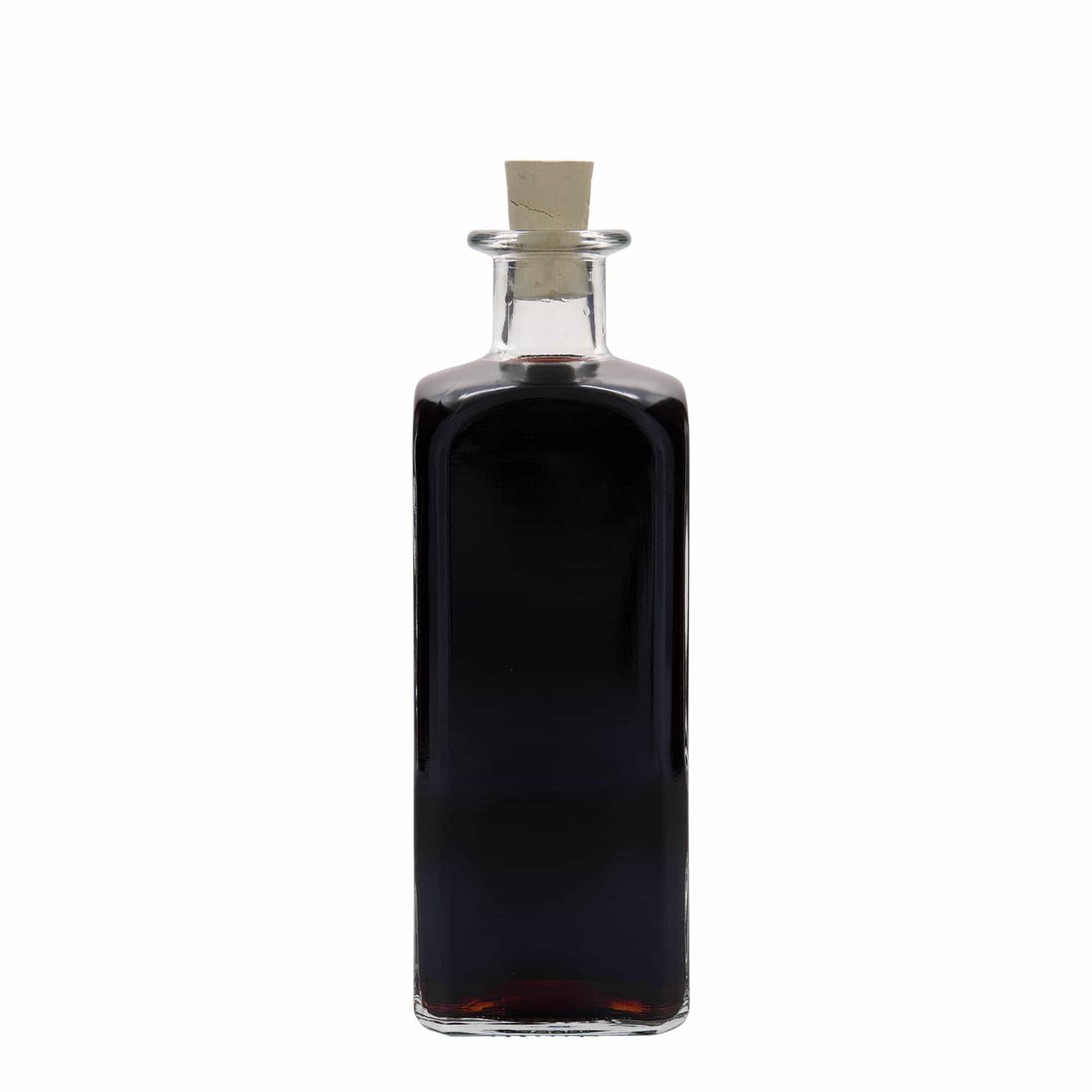 500 ml stikla pudele, farmācijas, 'Carré', kvadrātiska, aizdare: korķis