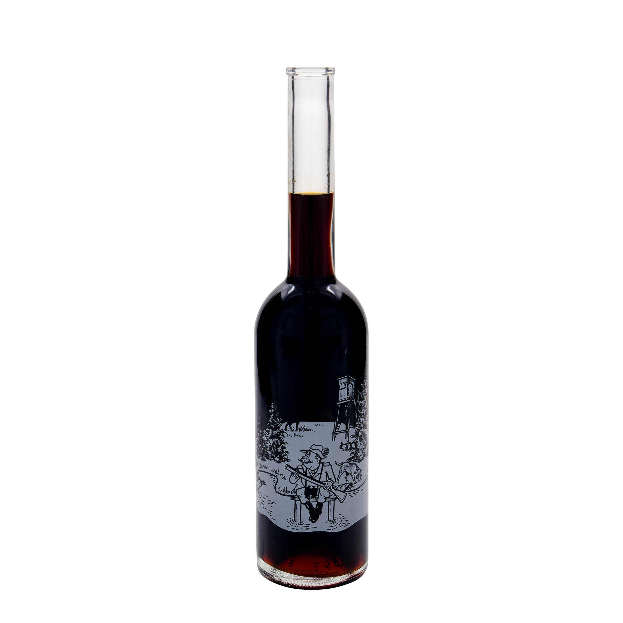 500 ml stikla pudele 'Opera', motīvs: mednieks, atvere: korķis