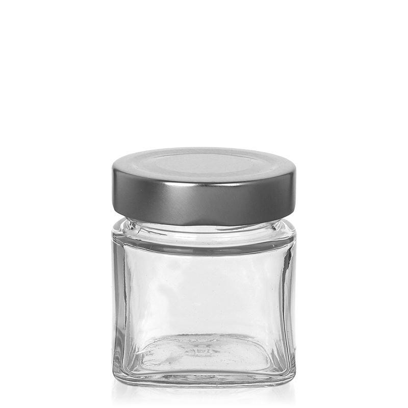 106 ml kvadrātveida stikla burka 'Luxor', atvere: Deep-Twist-Off (DTO 58)