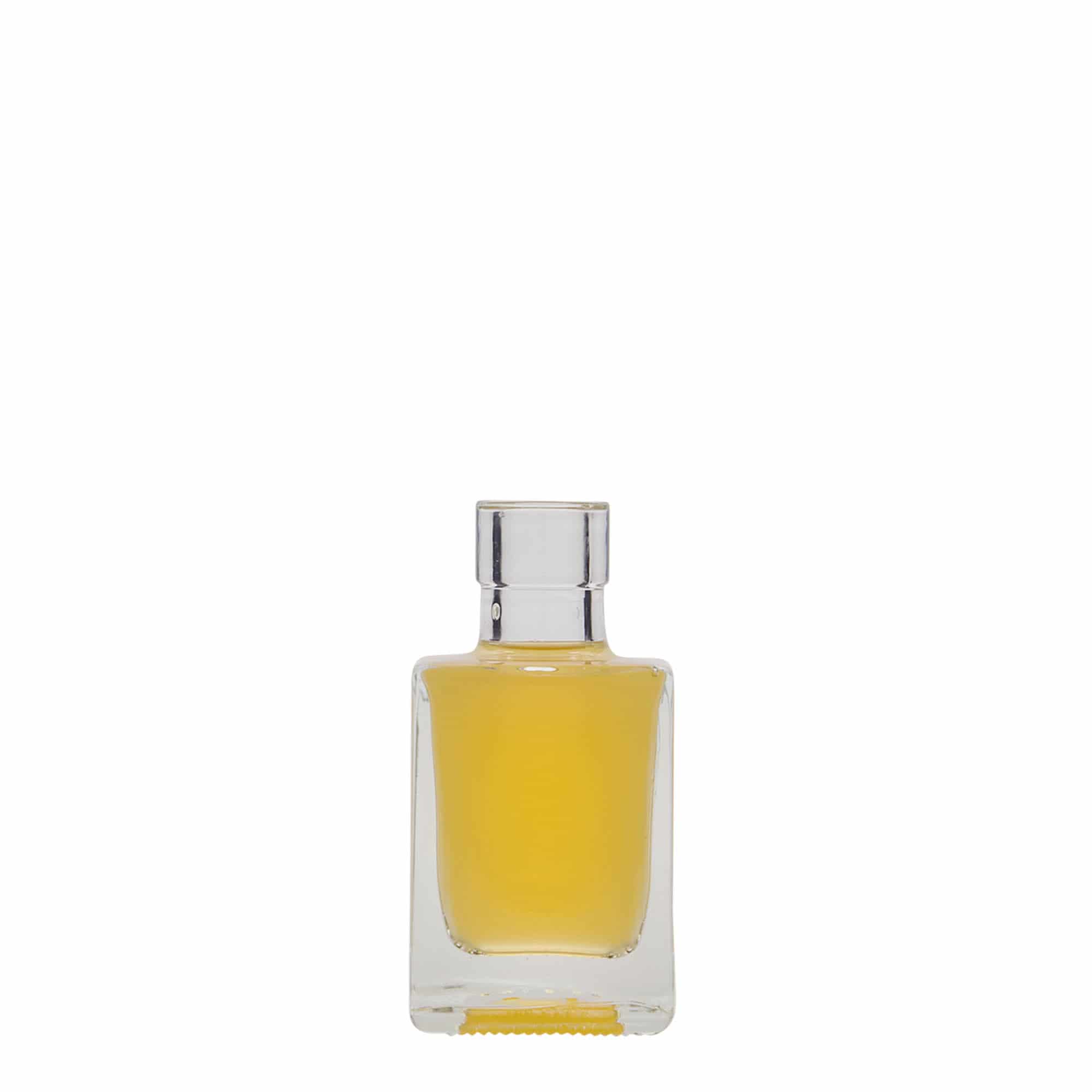 50 ml stikla pudele 'Cube', kvadrātiska, atvere: korķis