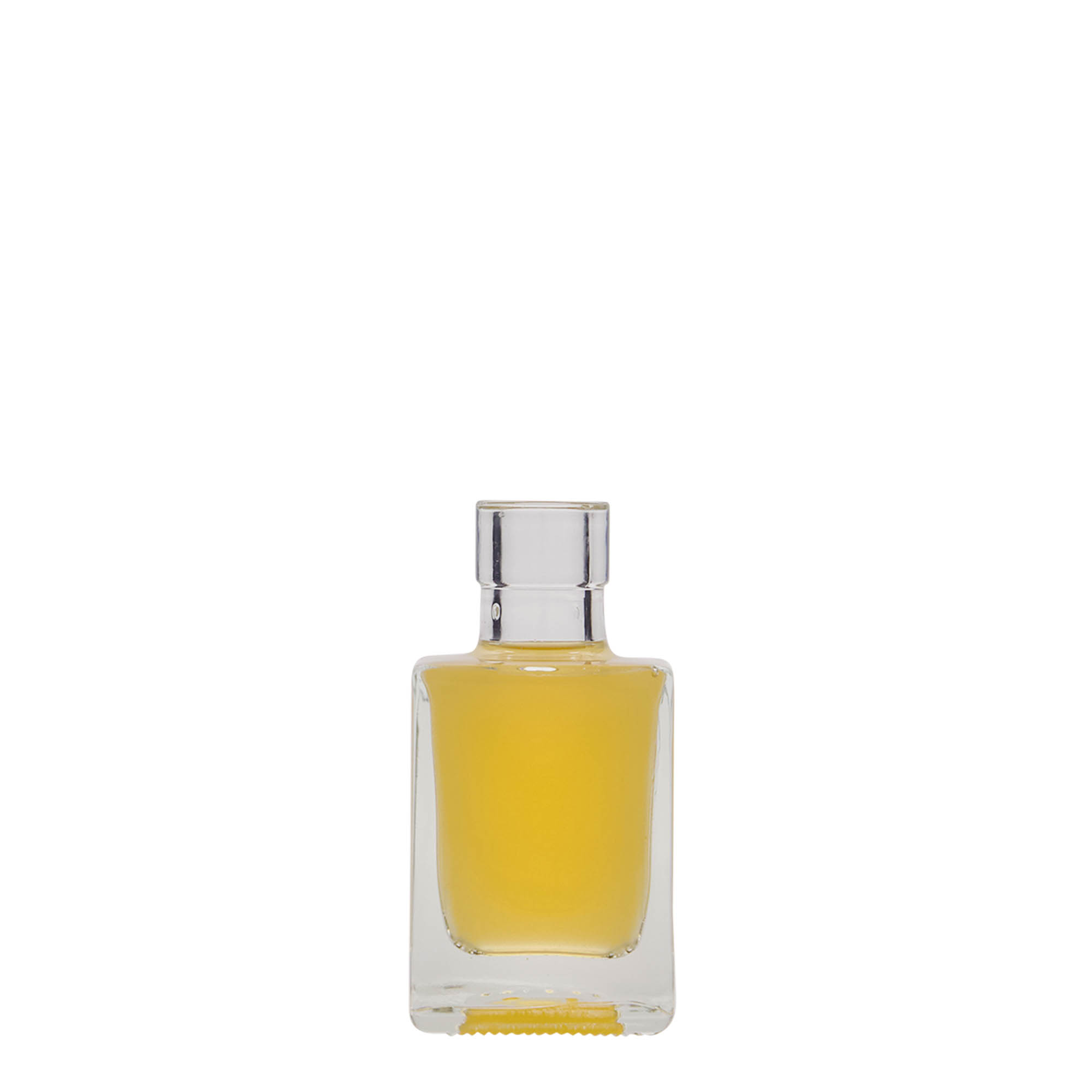 50 ml stikla pudele 'Cube', kvadrātiska, atvere: korķis