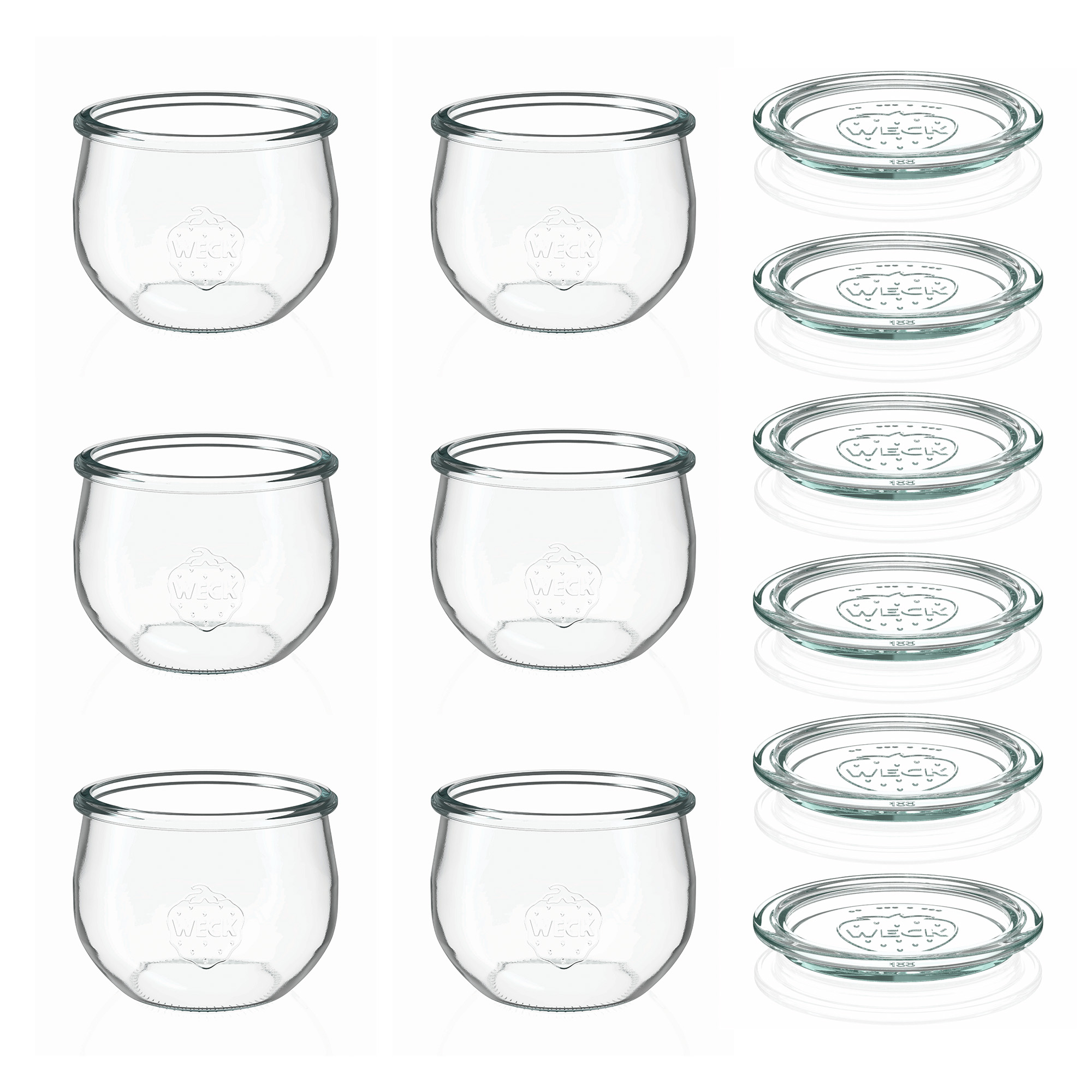 6x 580 ml WECK tulpes formas burka ar stikla vāciņu RR 100