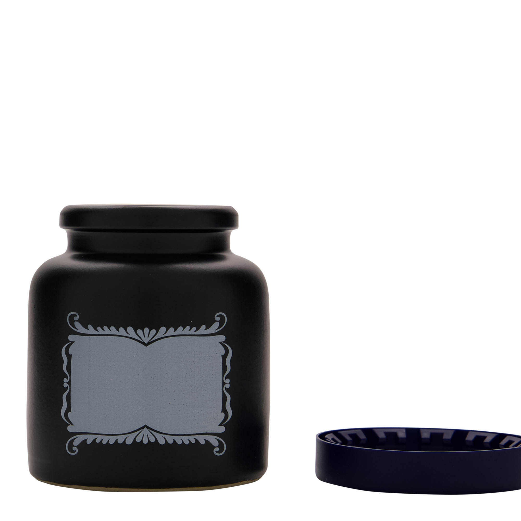 270 ml akmens masas pods, motīvs: etiķešu lauks, keramika, melns, atvere: uzgriežams vāks