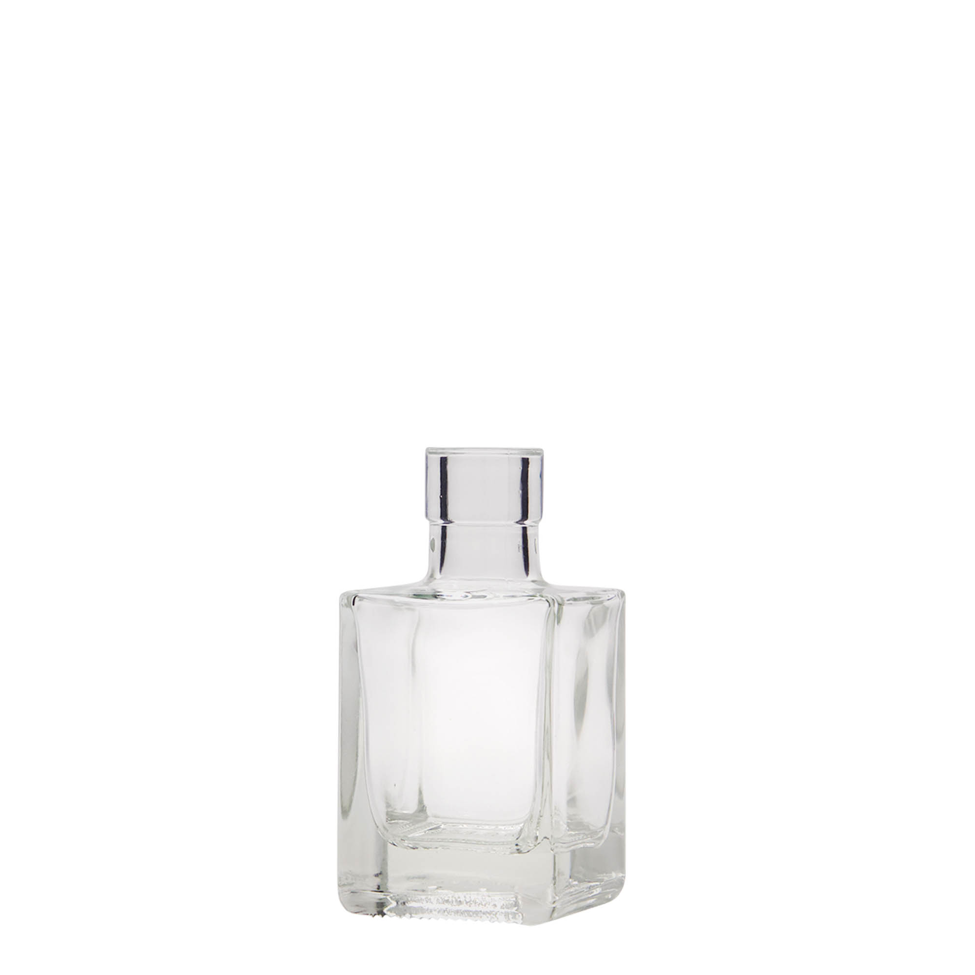 50 ml stikla pudele 'Cube', kvadrātiska, atvere: korķis