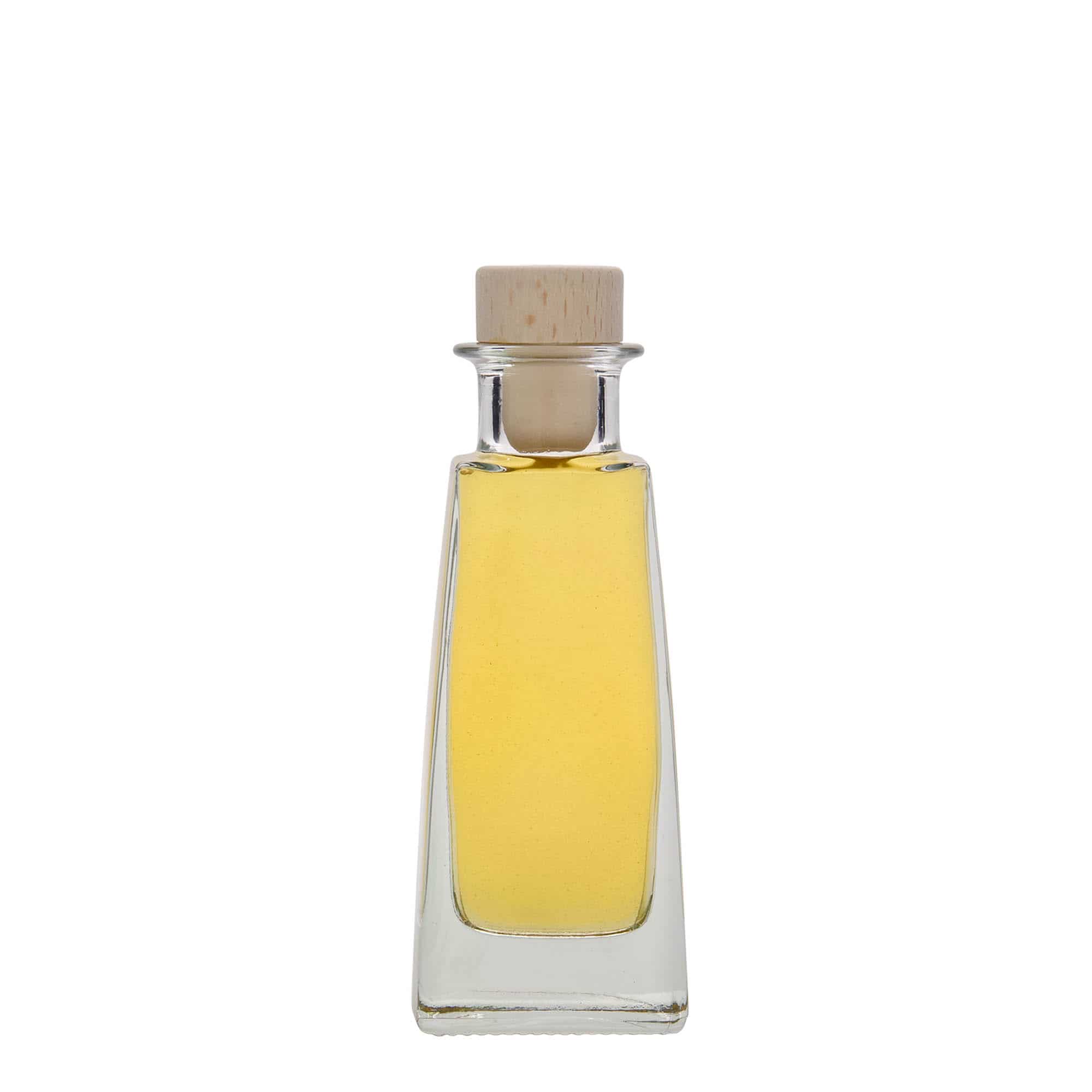 100 ml stikla pudele 'Timmy', taisnstūra, aizdare: korķis