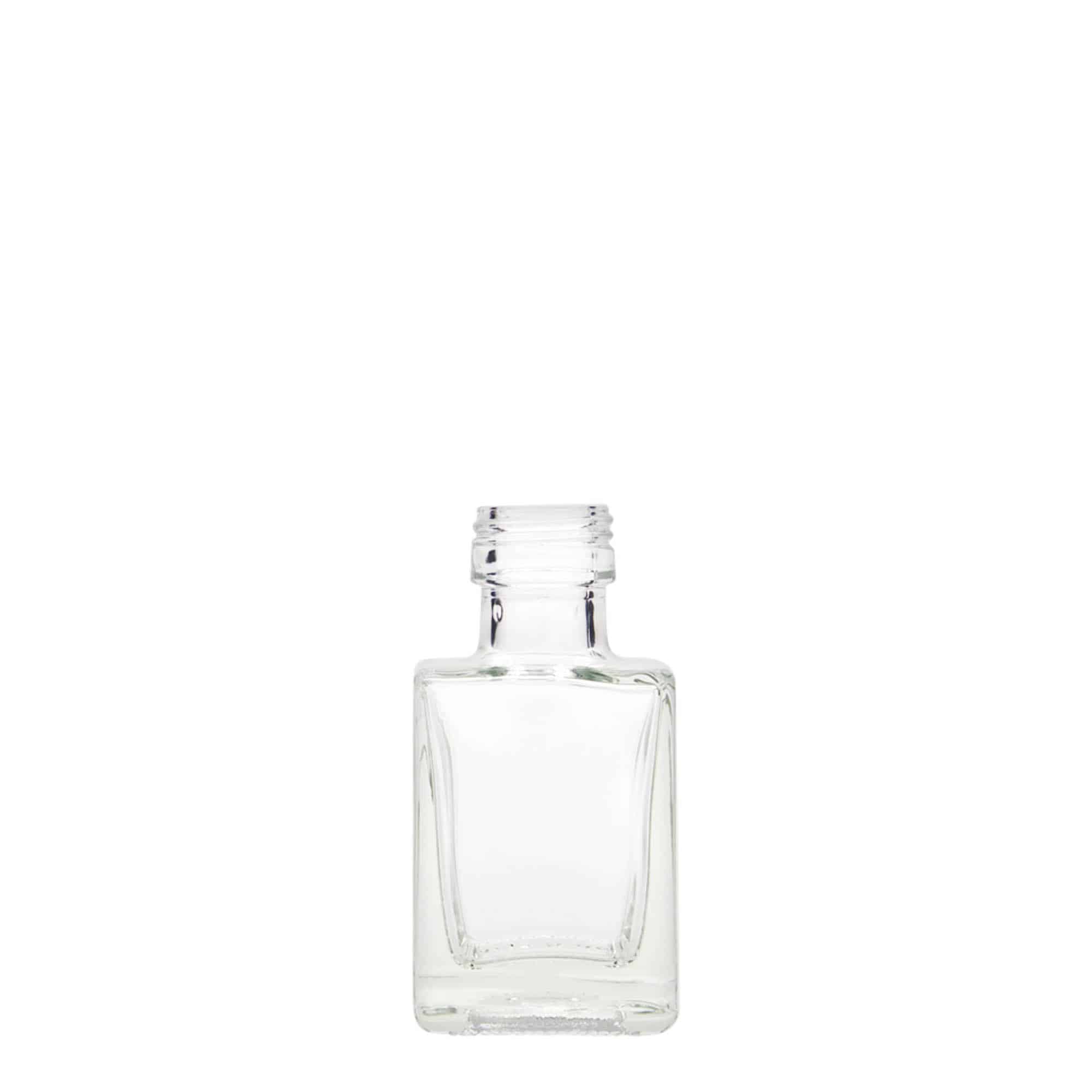 50 ml stikla pudele 'Cube', kvadrātiska, atvere: PP 24 50 ml stikla pudele 'Cube', kvadrātiska, atvere: PP 24