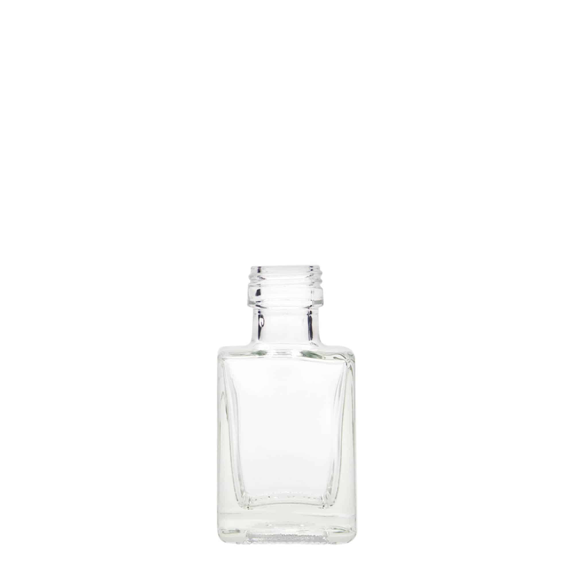 50 ml stikla pudele 'Cube', kvadrātiska, atvere: PP 24