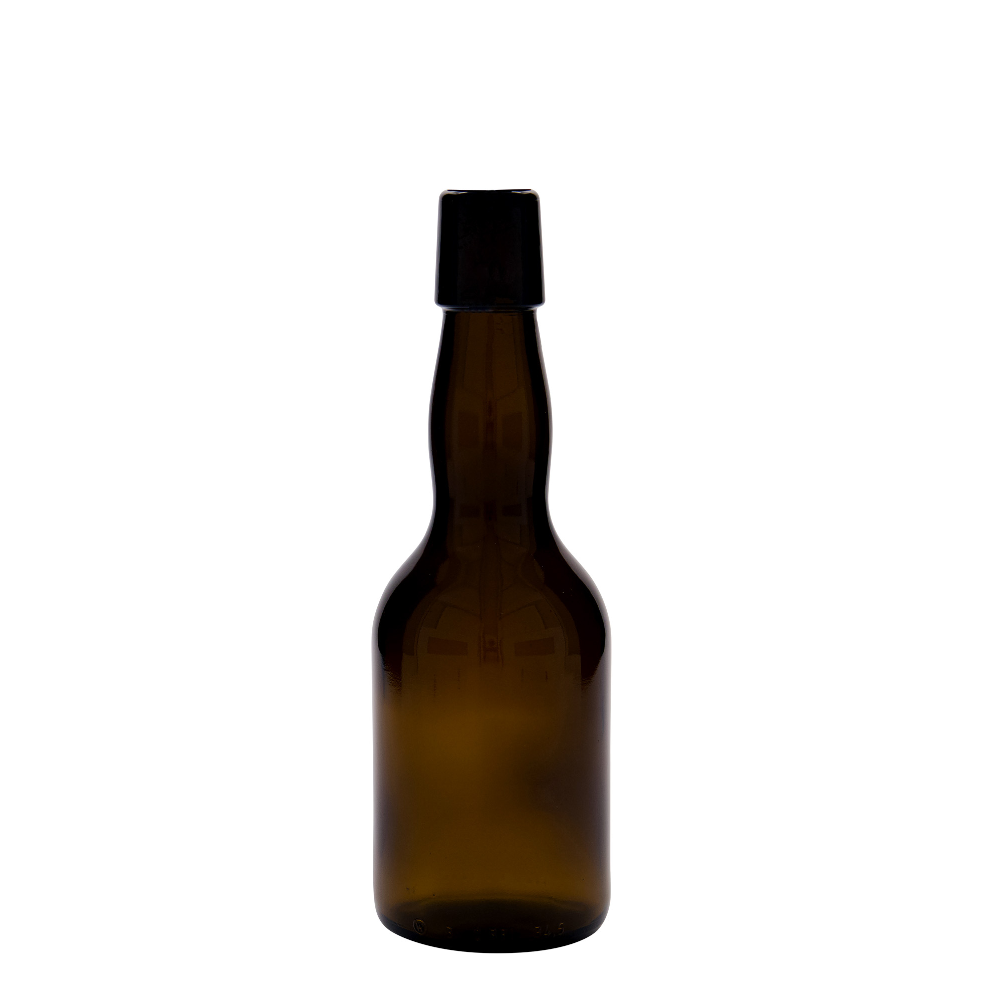 330 ml alus pudele ar kakliņu, stikls, brūna, atvere: ar aizbīdni