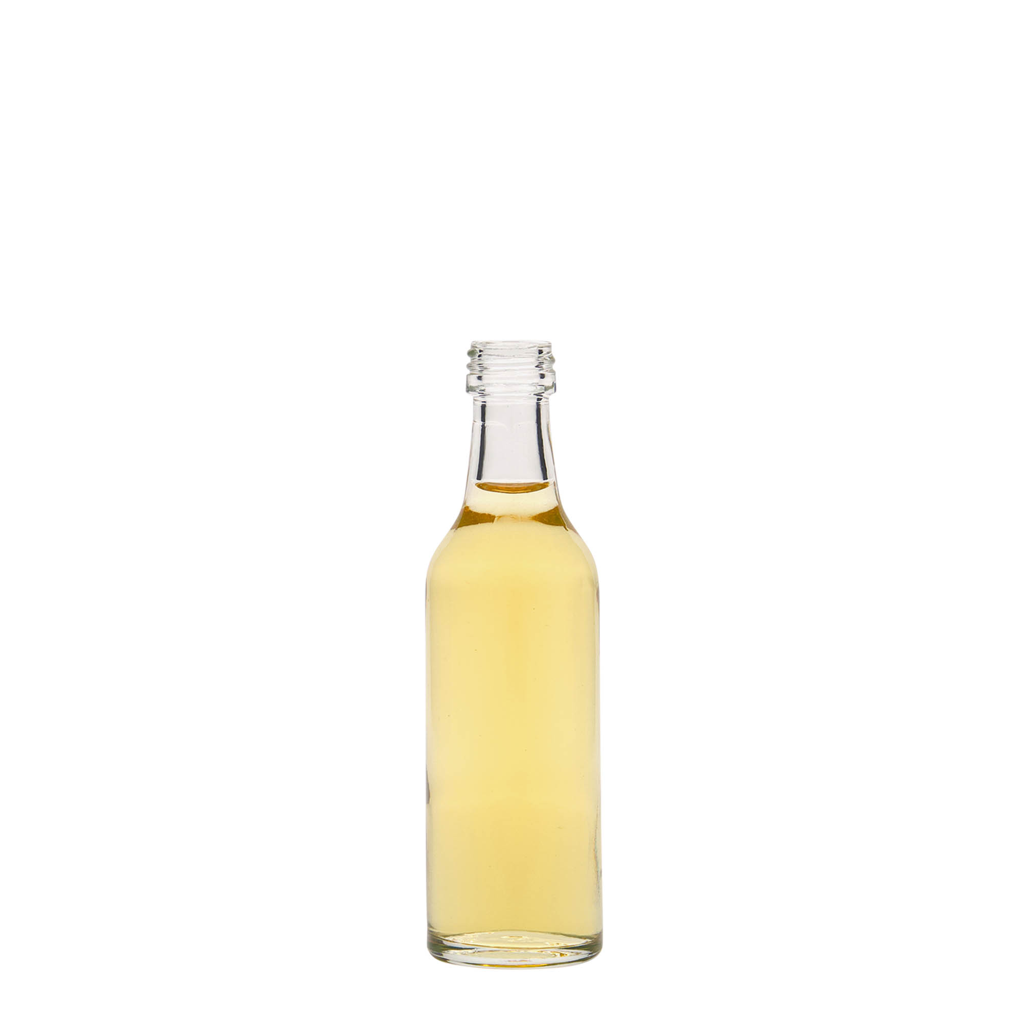 50 ml stikla pudele ar taisnu kaklu, atvere: PP 18