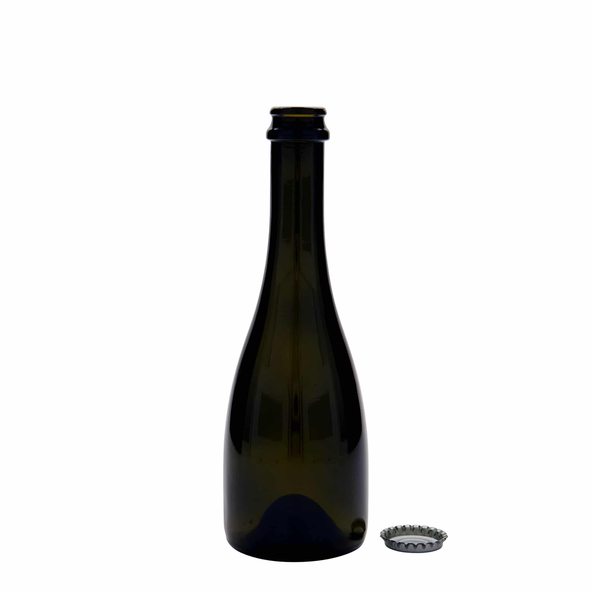 330 ml alus/šampanieša pudele 'Tosca', stikla, antīki zaļa, aizdare: kroņveida korķis