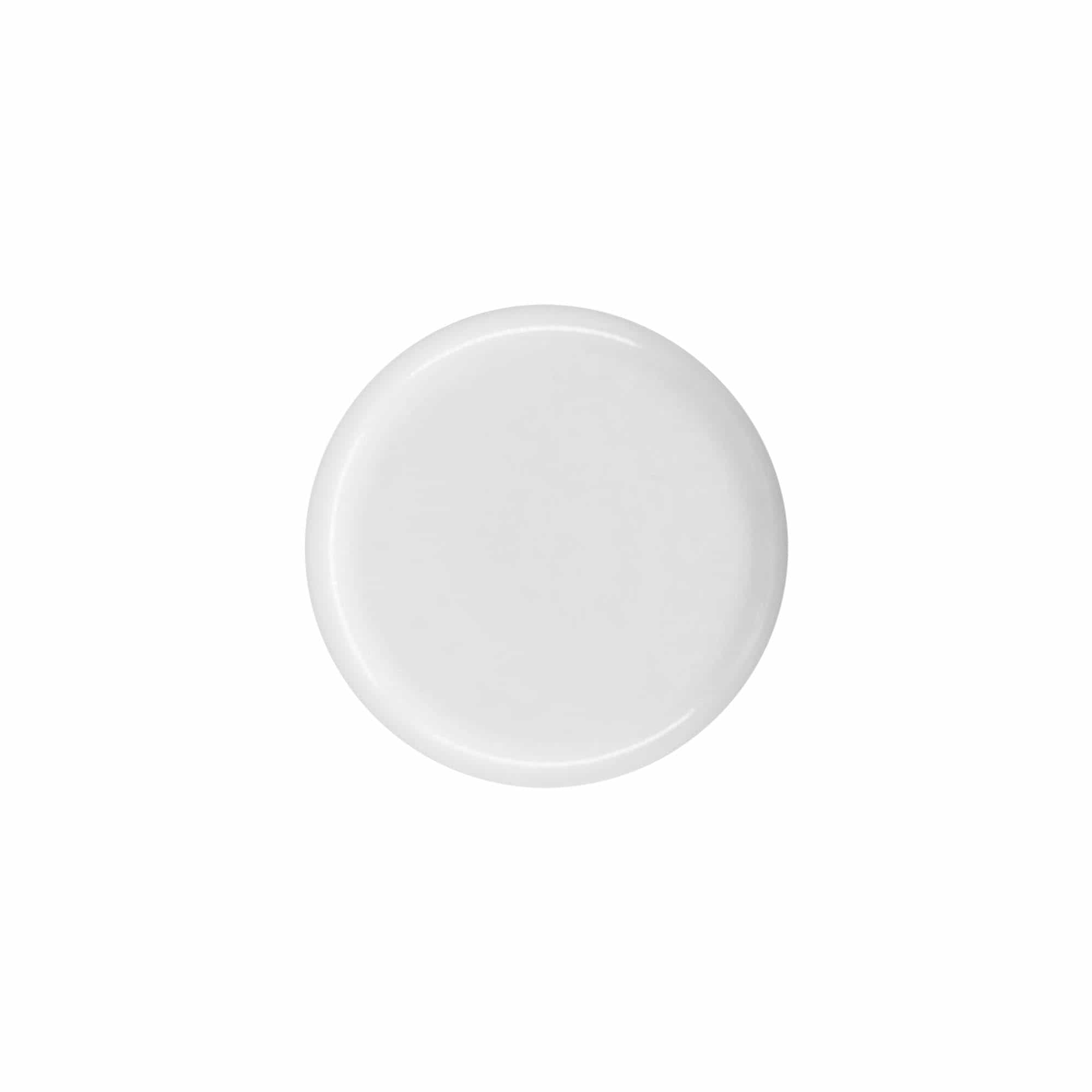 Skrūvējams vāciņš apaļai pudelītei ar šļirces uzgali, PE plastmasa, balts, priekš atveres: DIN 18 Skrūvējams vāciņš apaļai pudelītei ar šļirces uzgali, PE plastmasa, balts, priekš atveres: DIN 18