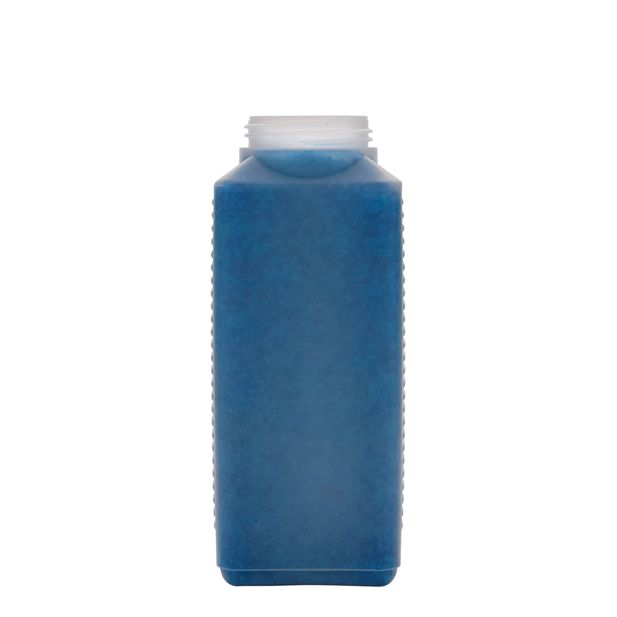 1000 ml pudele ar paplašinātu kakliņu, taisnstūra, HDPE plastmasas, dabīga, aizdare: DIN 60 EPE