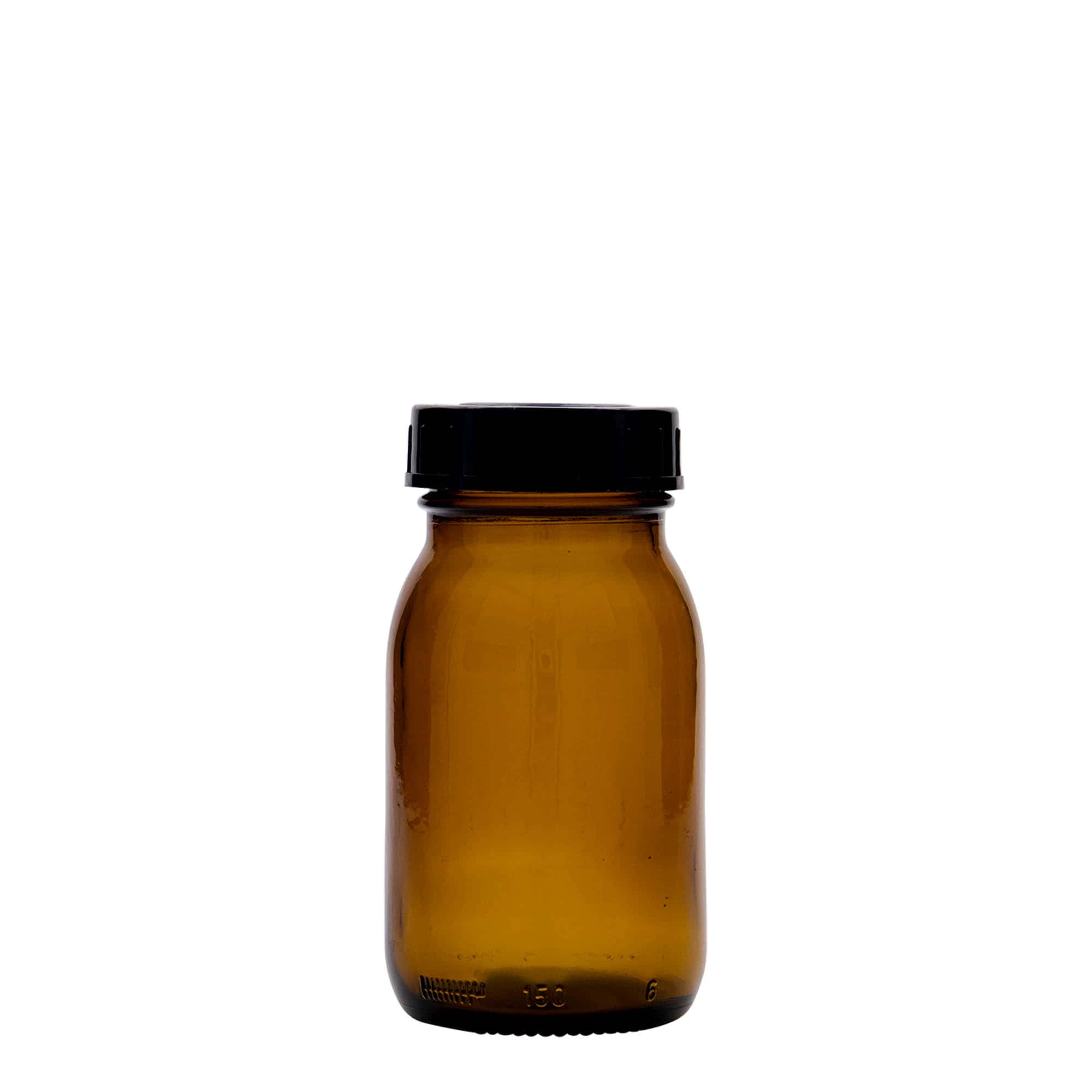 150 ml plaša kakla stikla burka, brūna, atvere: DIN 45