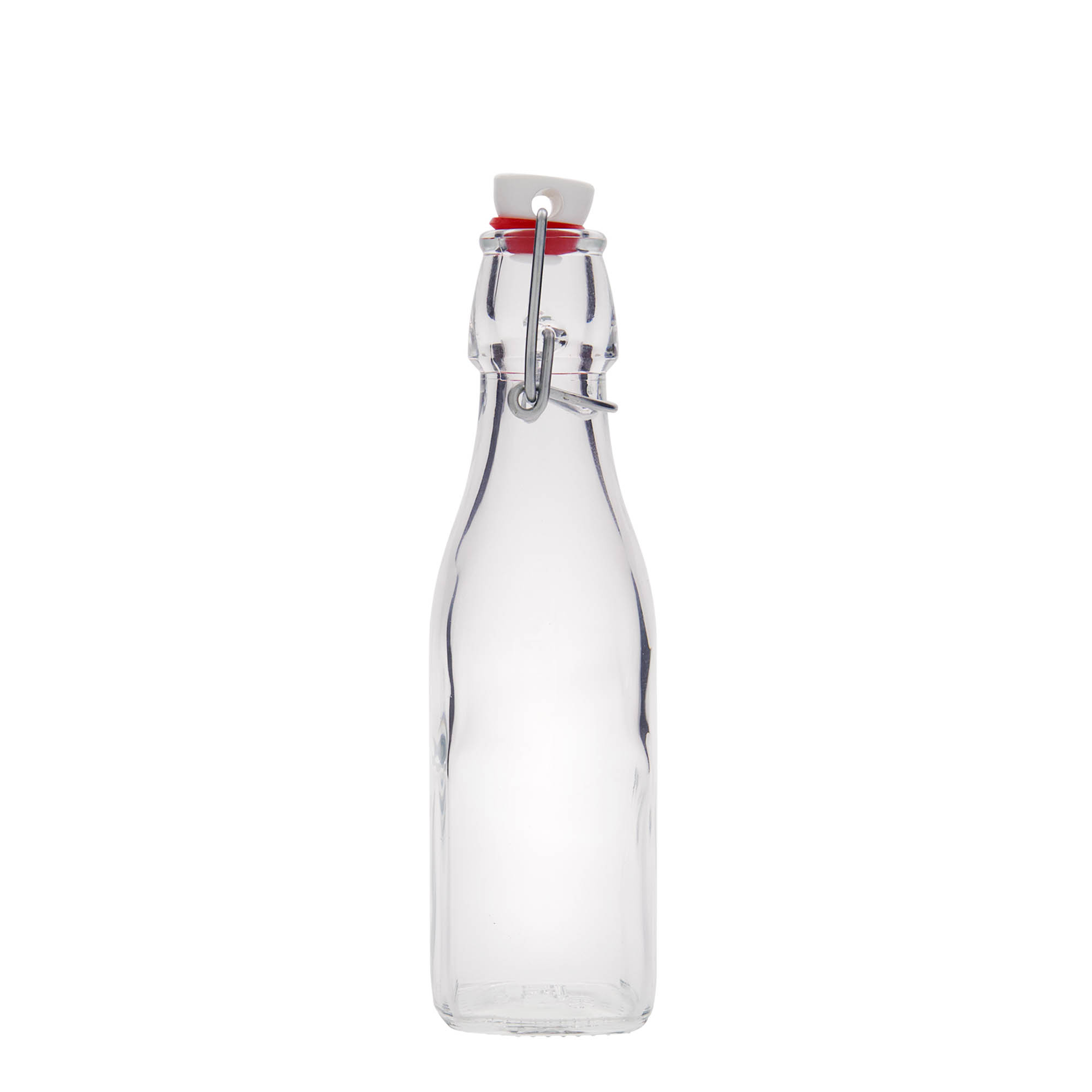 250 ml stikla pudele 'Swing, kvadrātveida, atvere: aizbīdņa aizdare 250 ml stikla pudele 'Swing, kvadrātveida, atvere: aizbīdņa aizdare