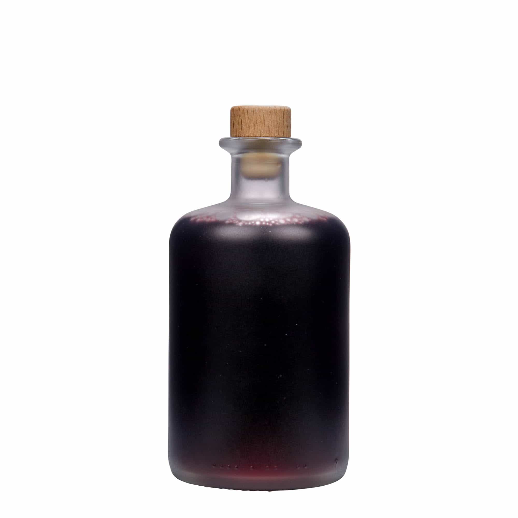 500 ml stikla pudele, farmācijas, matēta, aizdare: korķis