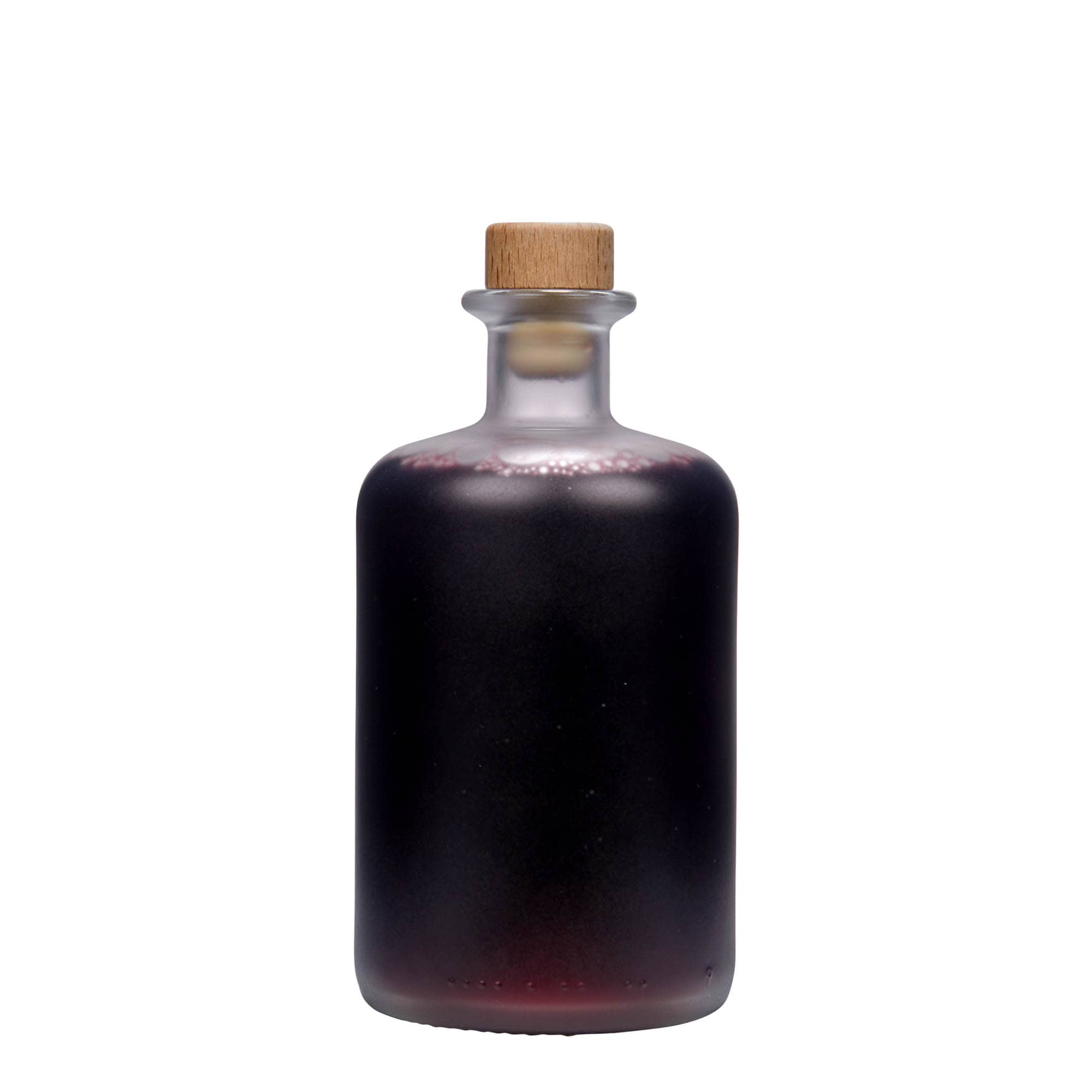 500 ml stikla pudele, aptiekara stils, sasaldēta, atvere: korķis