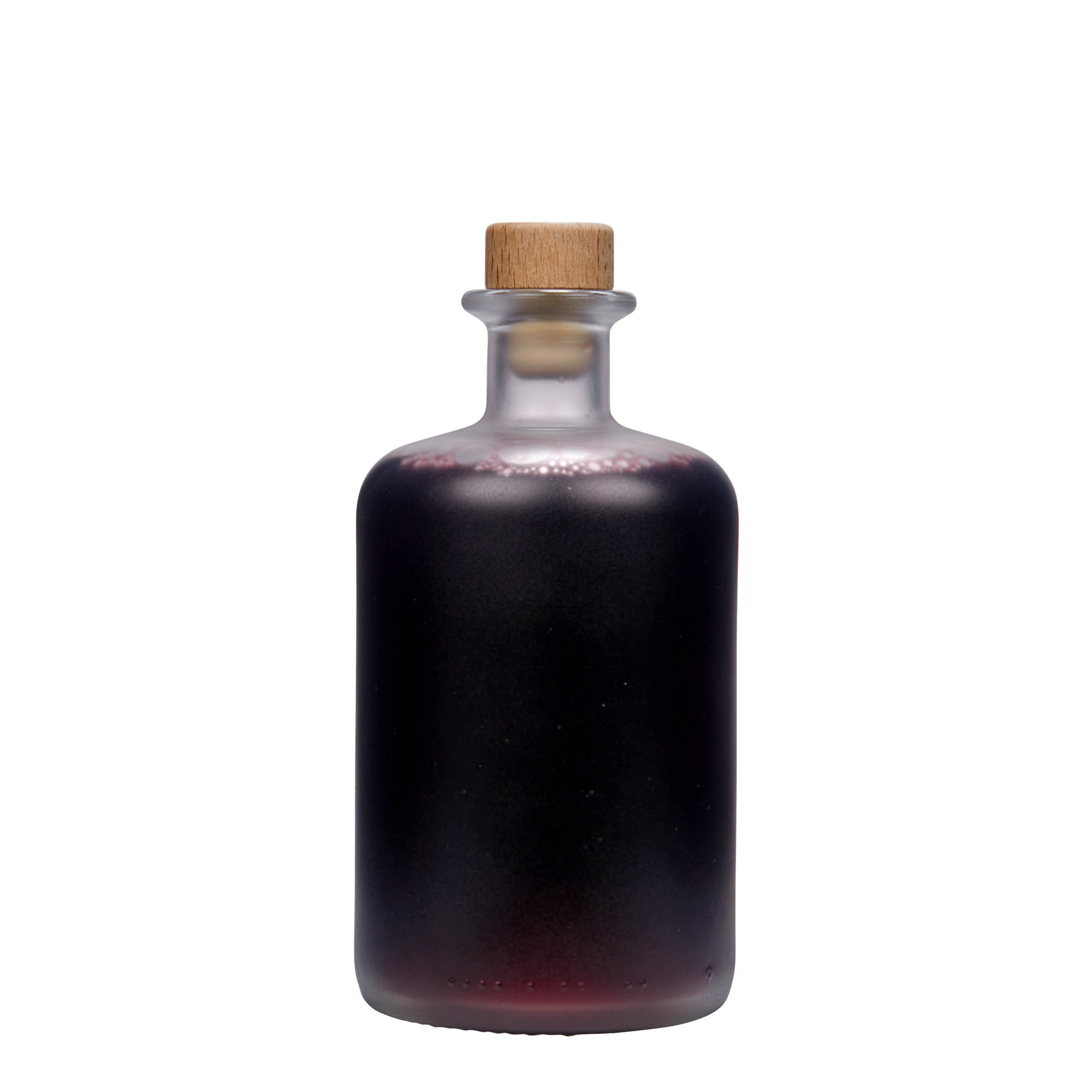 500 ml stikla pudele, aptiekara stils, sasaldēta, atvere: korķis