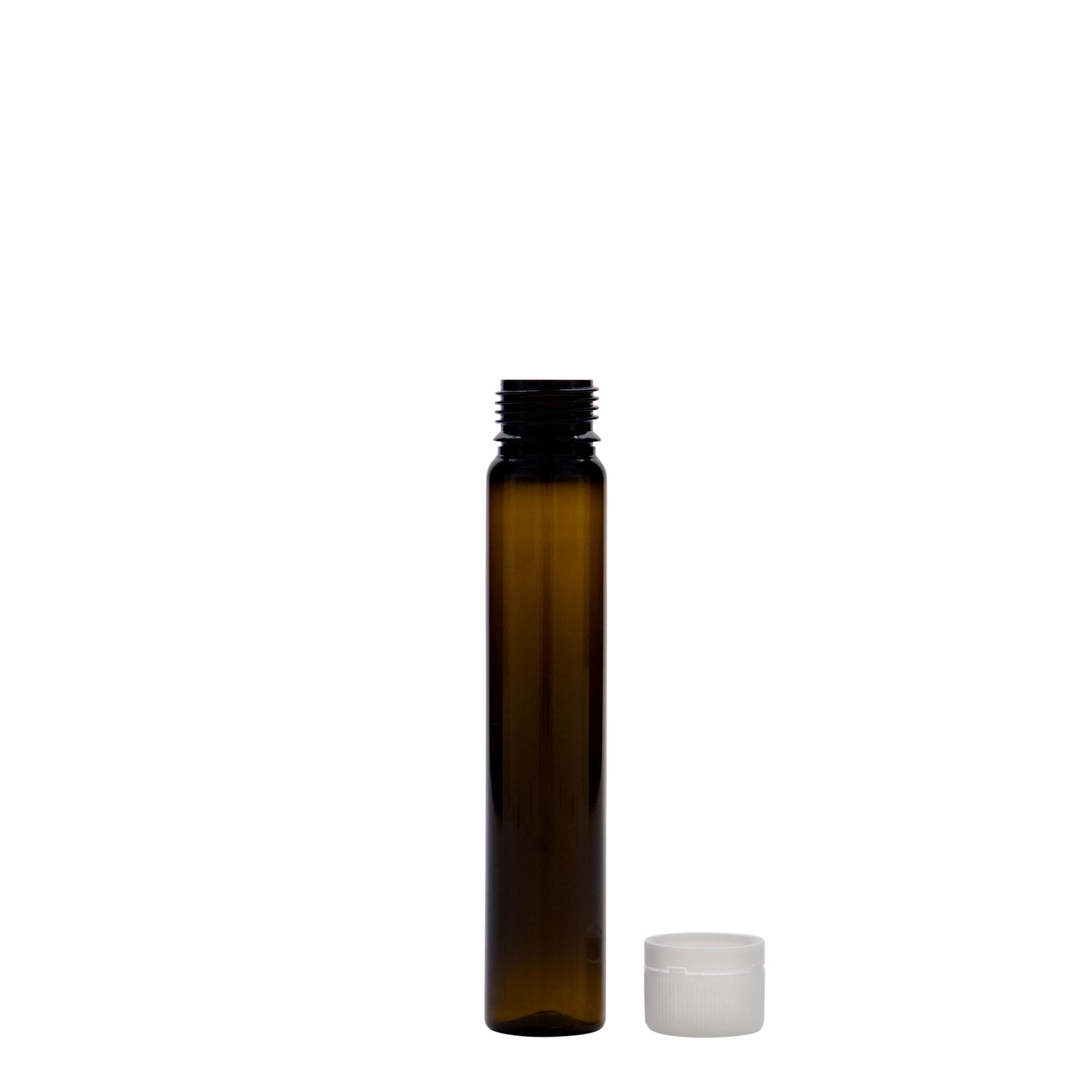 25 ml PET caurulīte, plastmasa, brūna, atvere: skrūvējams aizvērējs 25 ml PET caurulīte, plastmasa, brūna, atvere: skrūvējams aizvērējs