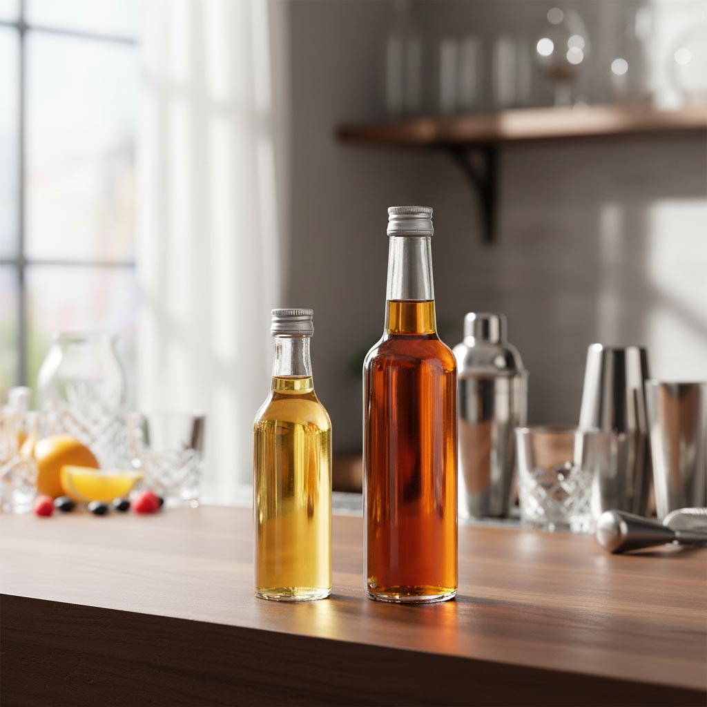 50 ml stikla pudele ar taisnu kaklu, atvere: PP 18