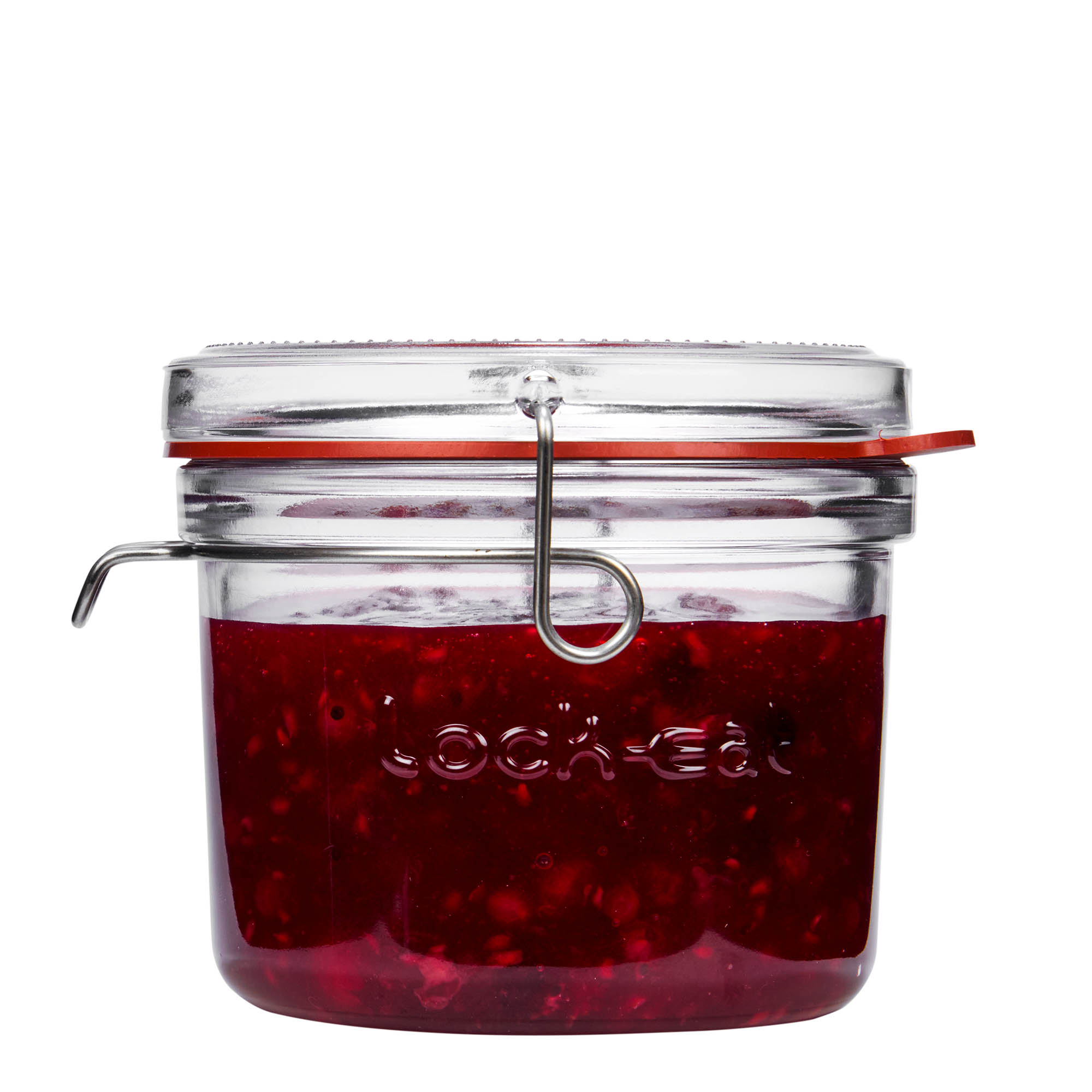 500 ml stiklaina burka ar metāla aizdari 'Lock-Eat', atvere: metāla aizdare ar stiepli