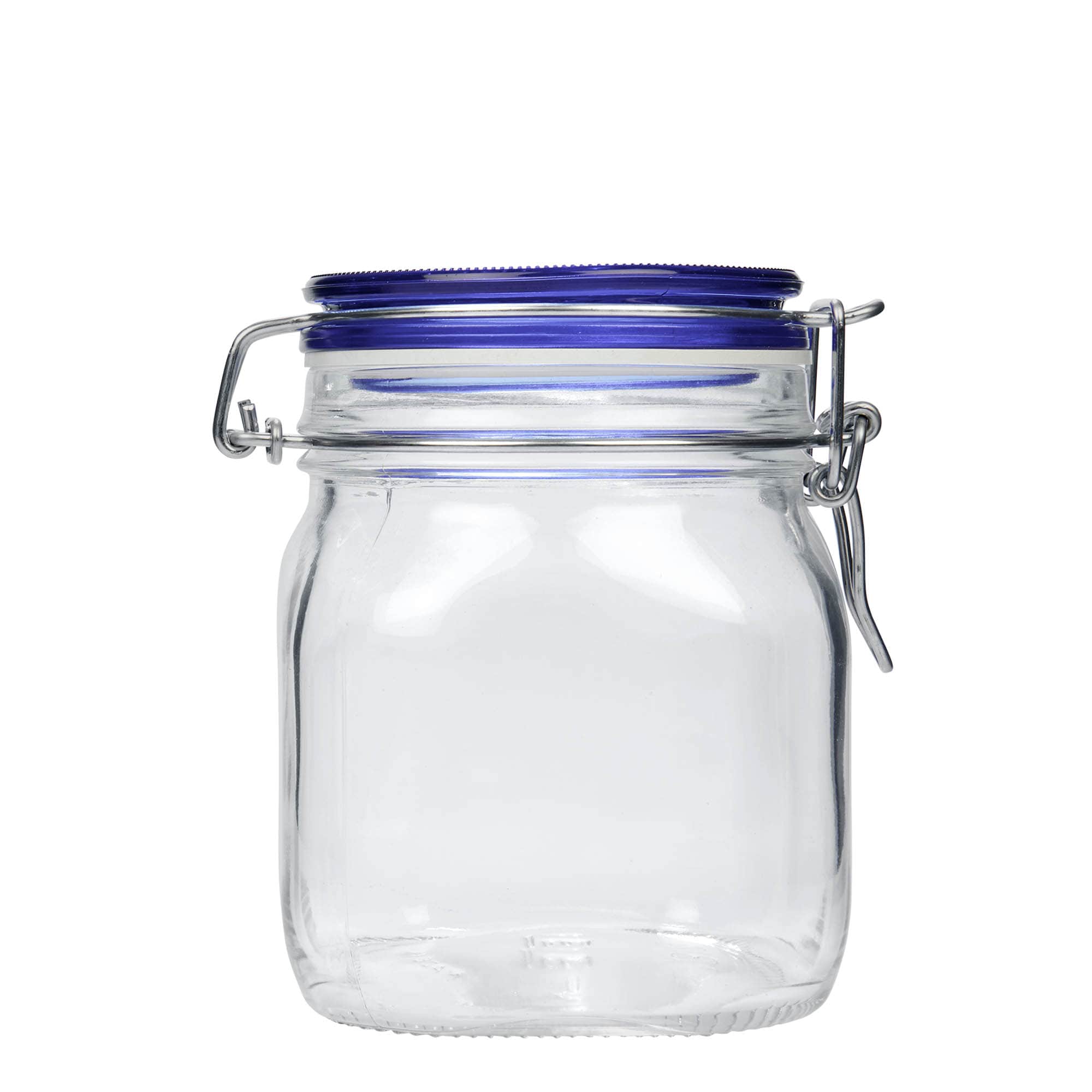 750 ml burka ar stieples skavu 'Fido' Blue Top, kvadrātiska, aizdare: korķis ar stieples skavu 750 ml burka ar stieples skavu 'Fido' Blue Top, kvadrātiska, aizdare: korķis ar stieples skavu